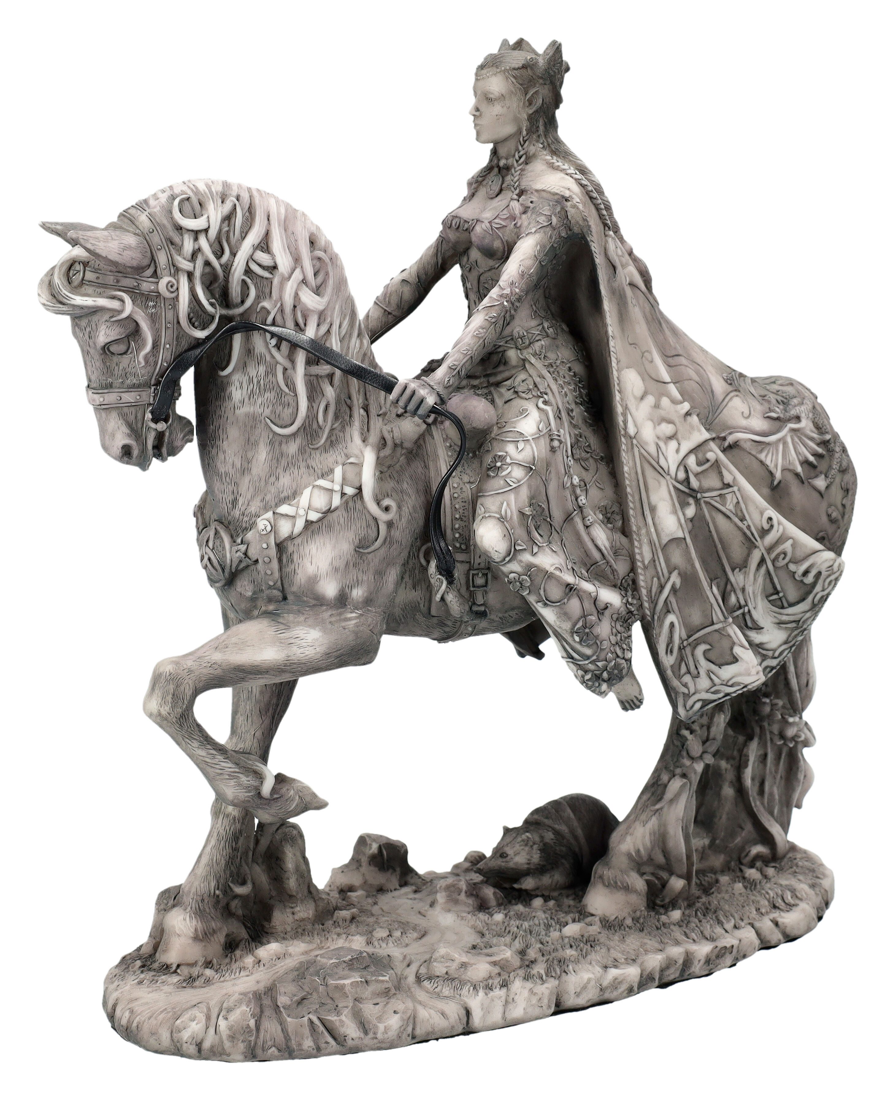 Figuren Shop GmbH Dekofigur Rhiannon Pferdegöttin Figur – Keltische Statue Mystik Deko 25,5 cm