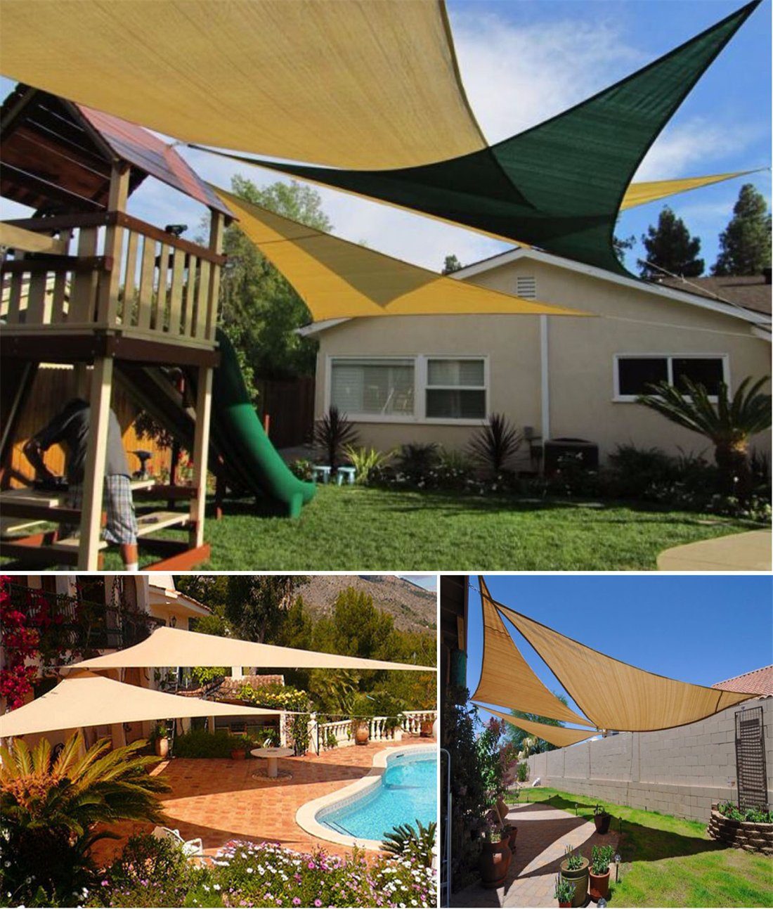 YOOdy~ Sonnensegel Wetterfest Reißfest 2x2x2m Garten für Sonnensegel,Sonnenschutz beige