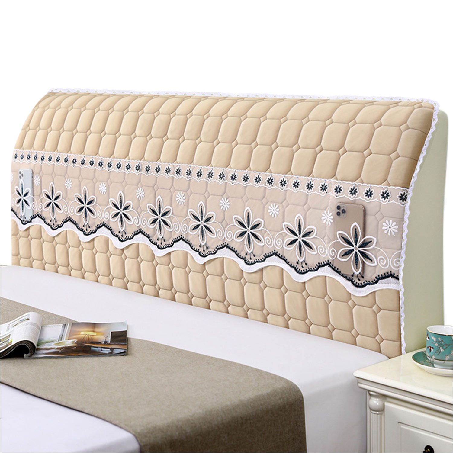 Bett Kopfteil Bezug Stretch-Jacquard - Für 120cm Kopfteile | Vibrant Orange, Einfach Zu Reinigen