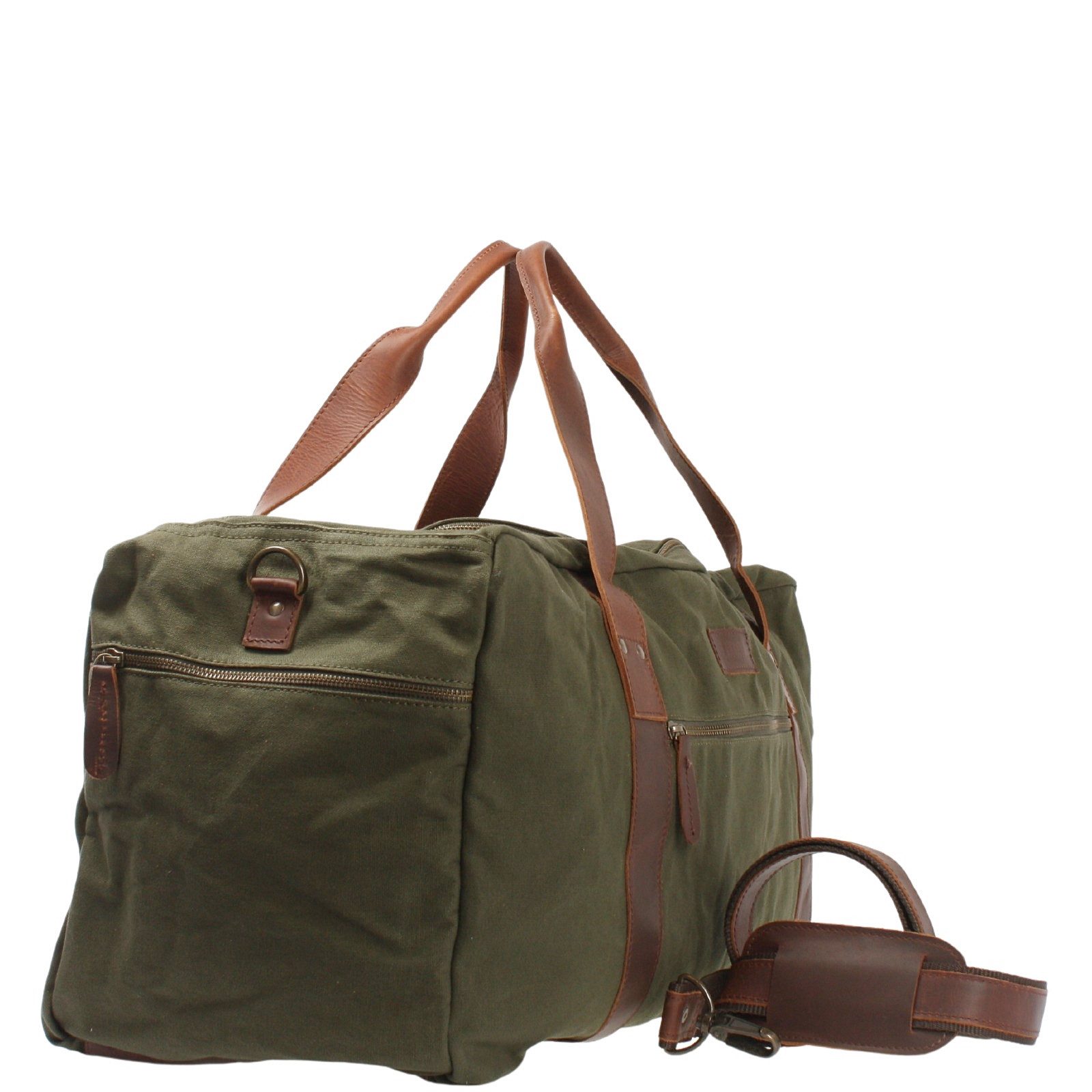 LECONI Reisetasche große Sporttasche Damen Herren Weekender Gepäck Leder Canvas LE2025, viel Stauraum, Platz & Fächer – 60×30×26 cm