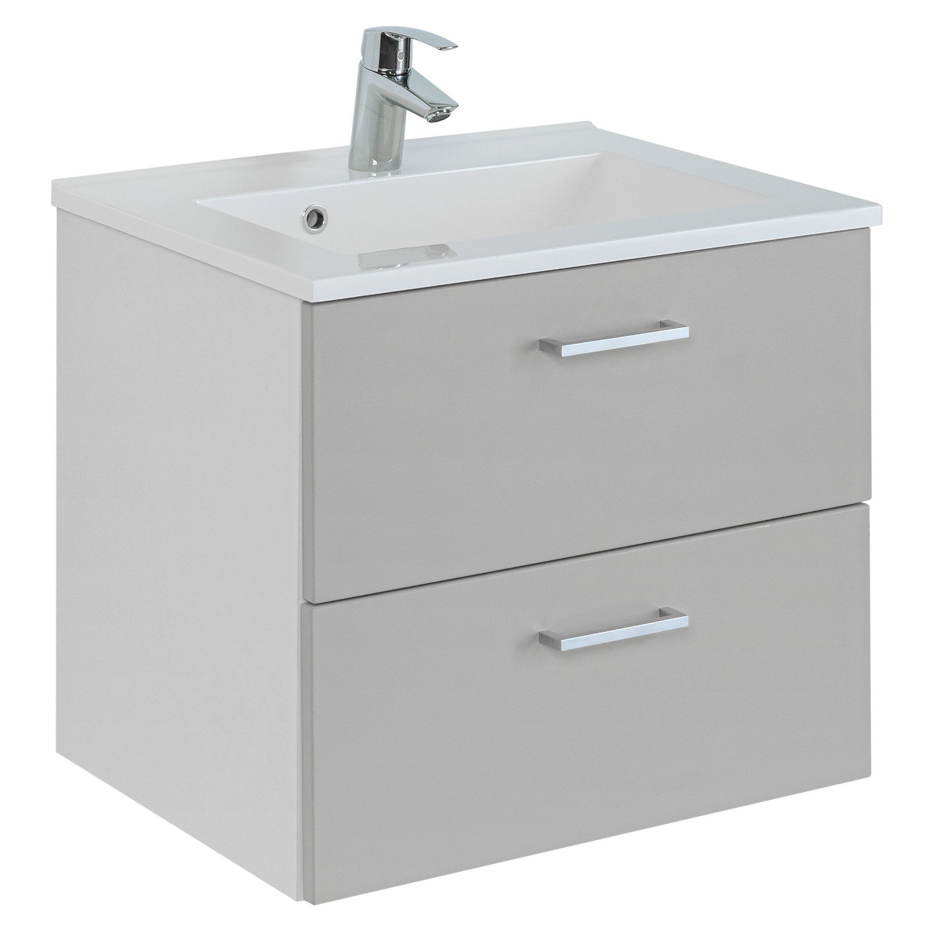 Basera® Waschtisch Solene 60 cm breit, Korpus: weiß, Front: matt hellgrau, mit Waschbecken, Badezimmermöbel