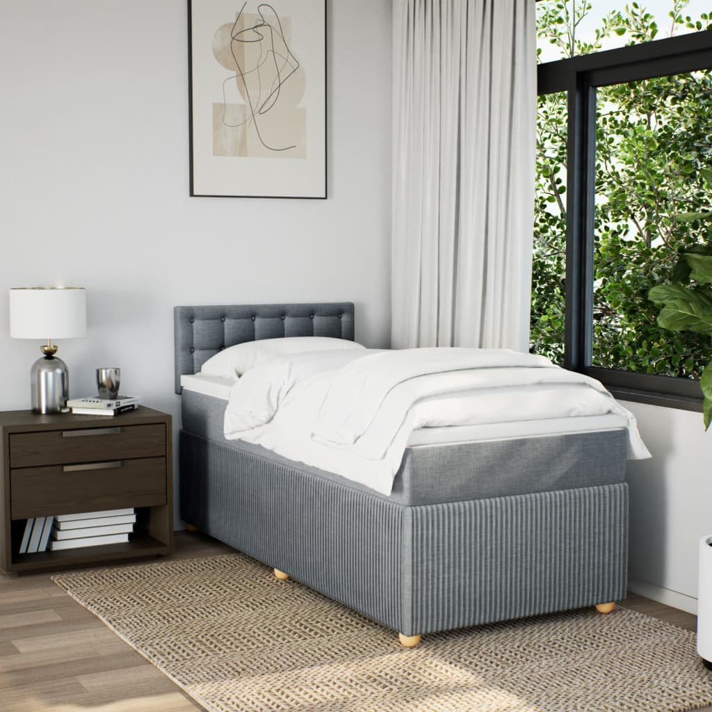 vidaXL Bett Boxspringbett mit Matratze Hellgrau günstig online kaufen