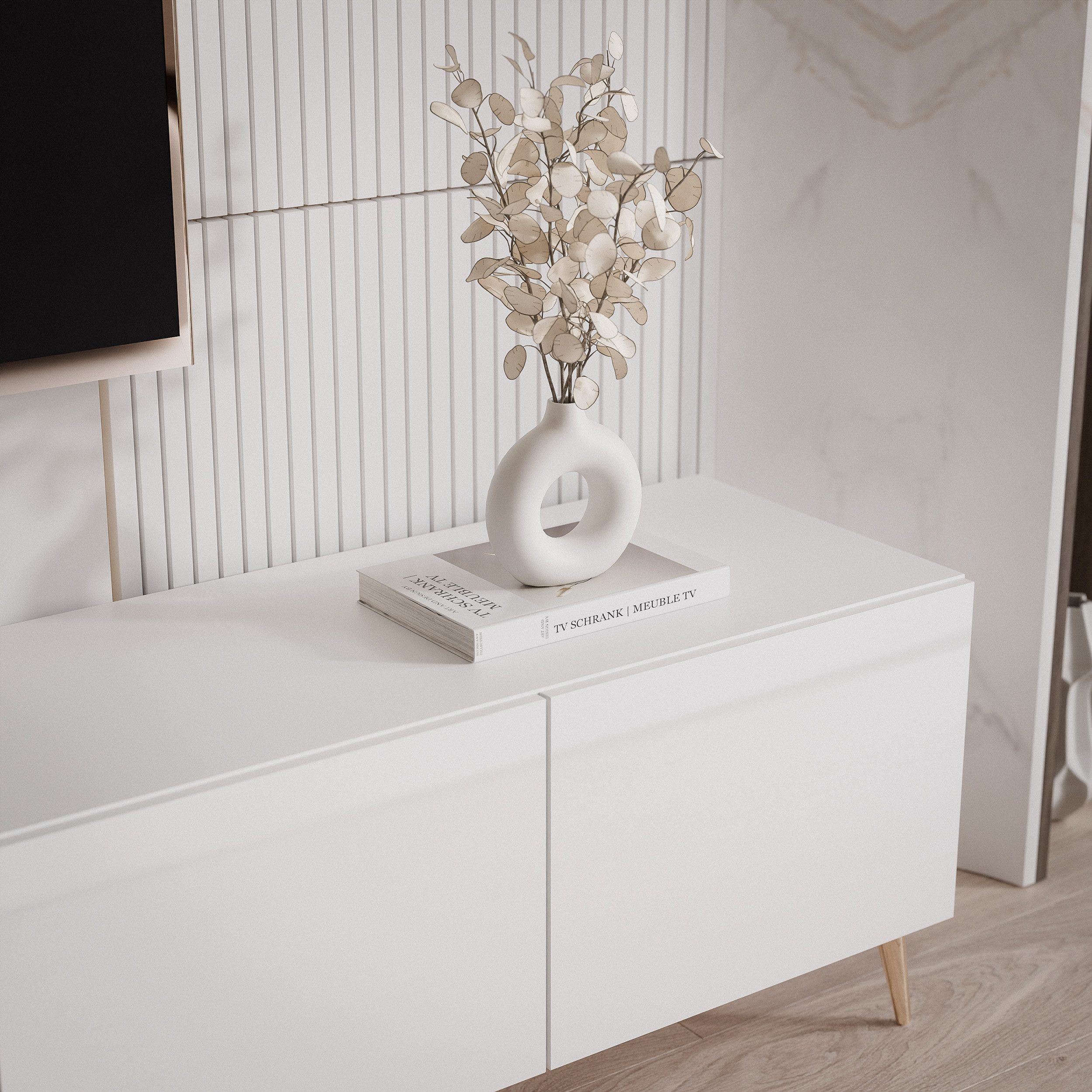 yourhouse24 Lowboard TV ANGEL 300 auf Füßen mit LED-Beleuchtung – Griffloses Design – Bild 5 von 5