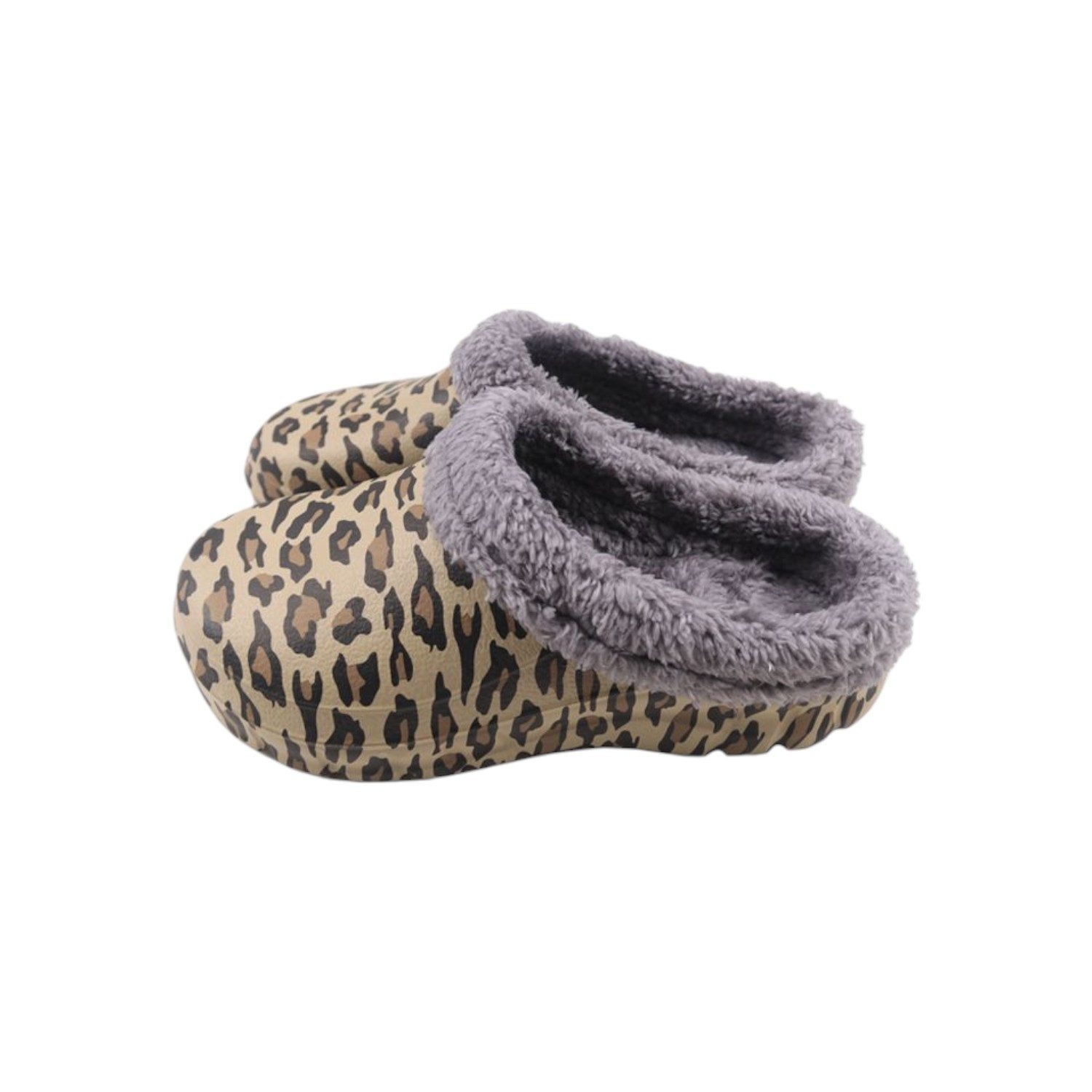 VewoTex Damen Clogs Leo mit Teddy Kunstfell » günstige Damenschuhe Clog (Paar, 1 Paar) gefütterte Clogs mit Leo-Muster » Winter&Herbst Gartenschuhe