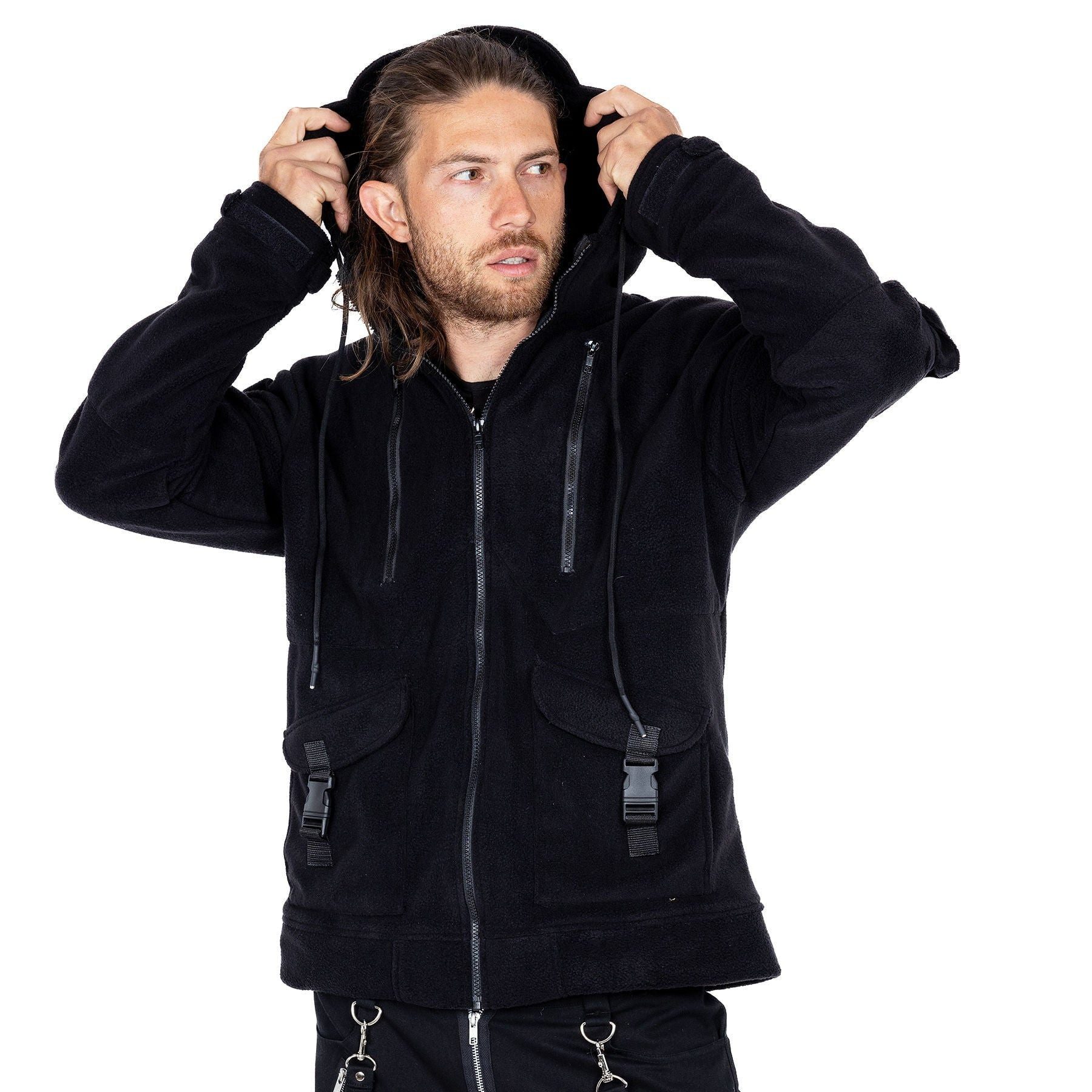 Chemical Black Blouson Troy Fleecjacke Gothic Flauschig Zip Taschen Hoodie