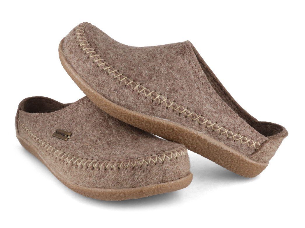 Haflinger Damen Herren Pantoffel Blizzard Credo, torf, wärmeisolierend, filzclog Hausschuh wärmeisolierend