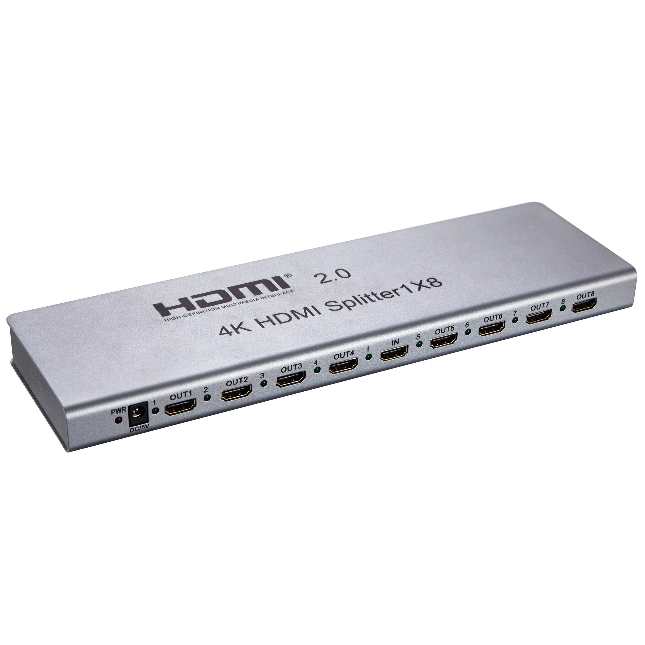 C09D HDMI 1x8 Splitter 8 Port 1 in 8 Out HDMI Switch HD 3D 4Kx2K EDID Medienkonverter