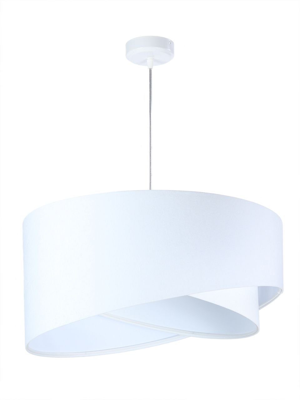 Licht-Erlebnisse Pendelleuchte BRANDO, ohne Leuchtmittel, Weiß E27 D: 50 cm Stoff Metall Modern Wohnzimmer