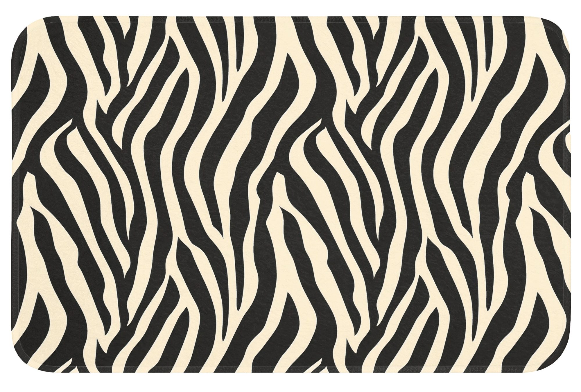 OnlyWow Badematte Zebra - Druck - Klassisch - Schwarz, Höhe 10 mm, Polyester, Rechteckig, Badezimmerteppich, Badteppich, Rutschfest, Duschvorleger, Duschmatte