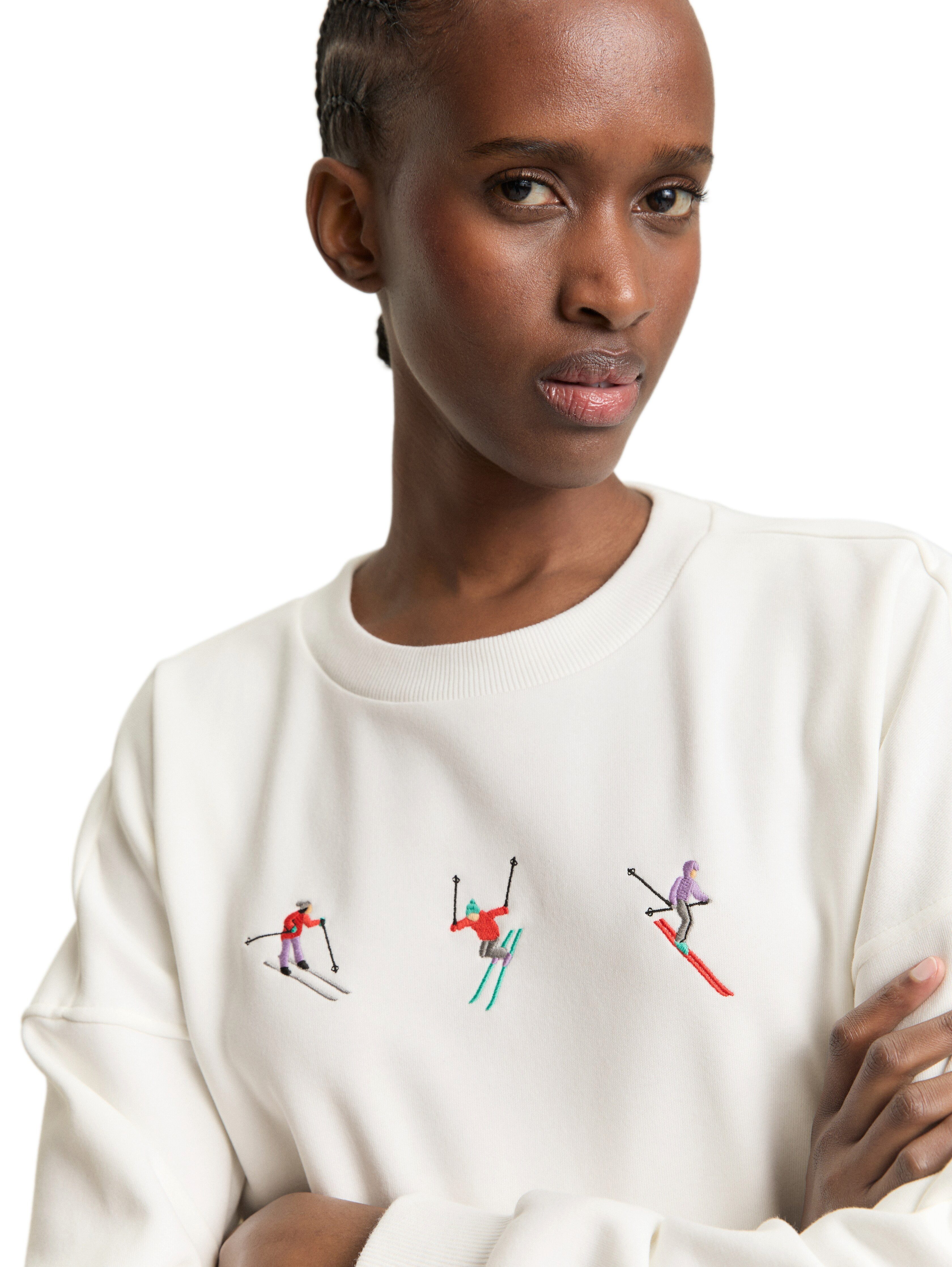 TOM TAILOR Denim Sweatshirt Rundhals, bequeme Passform, bedruckt