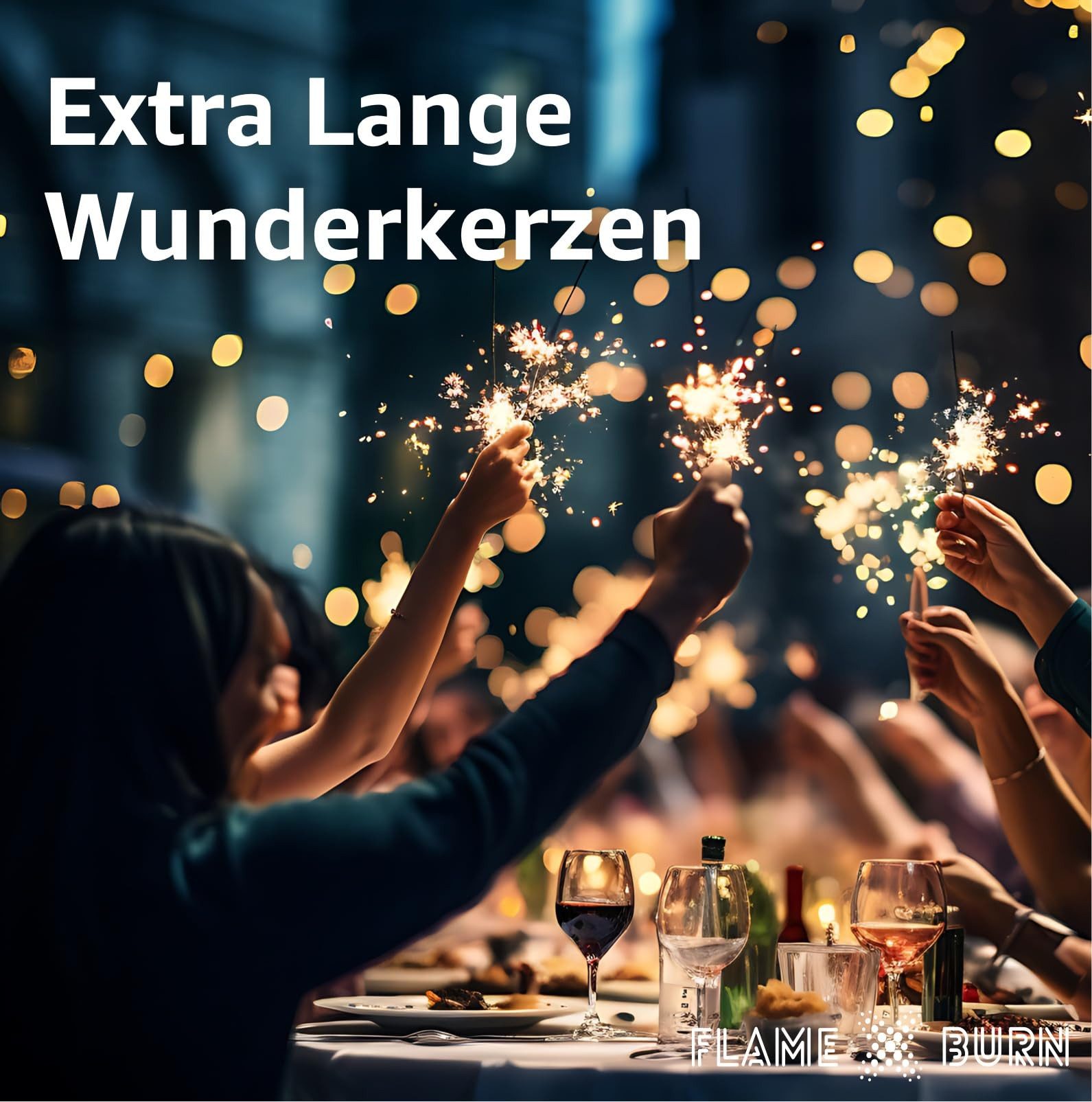 FlameXBurn Geburtstagskerze XXL Wunderkerzen 28 cm - Feuerwerk im Sternenlicht (Set, 50-tlg)