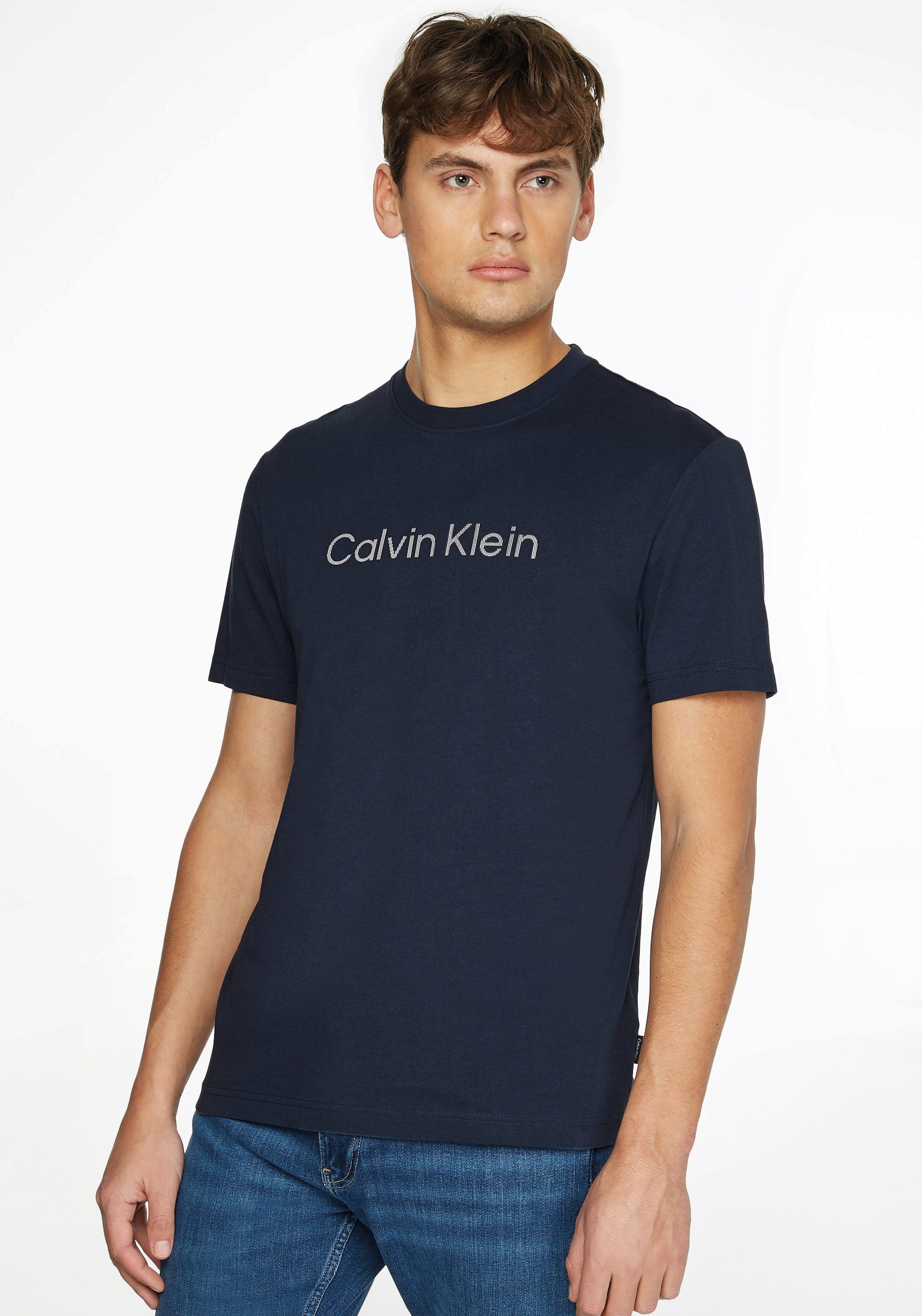 LOGO T-Shirt navy STRIPED Calvin RAISED Klein calvin