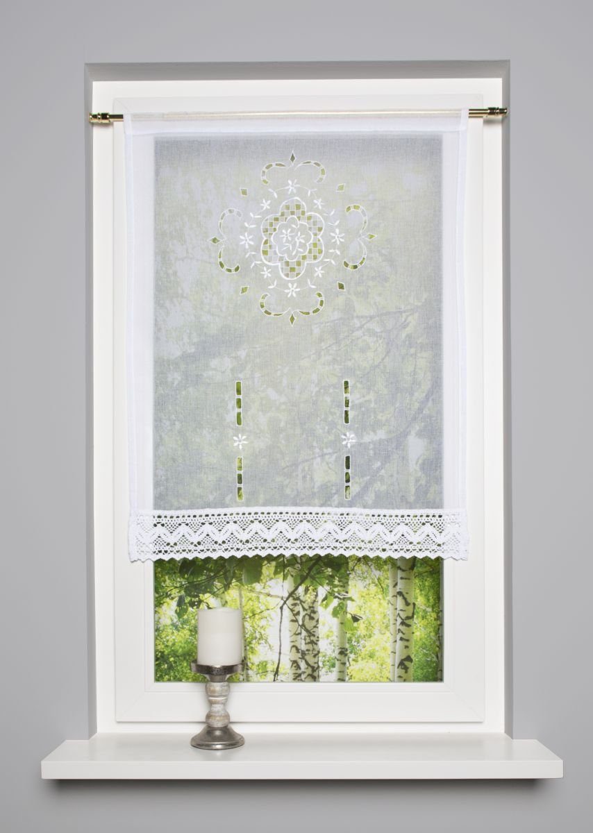 HOME WOHNIDEEN Dekoschale Home Wohnideen Fensterbehang Leinenstruktur Bestickt 023715-0105 H x