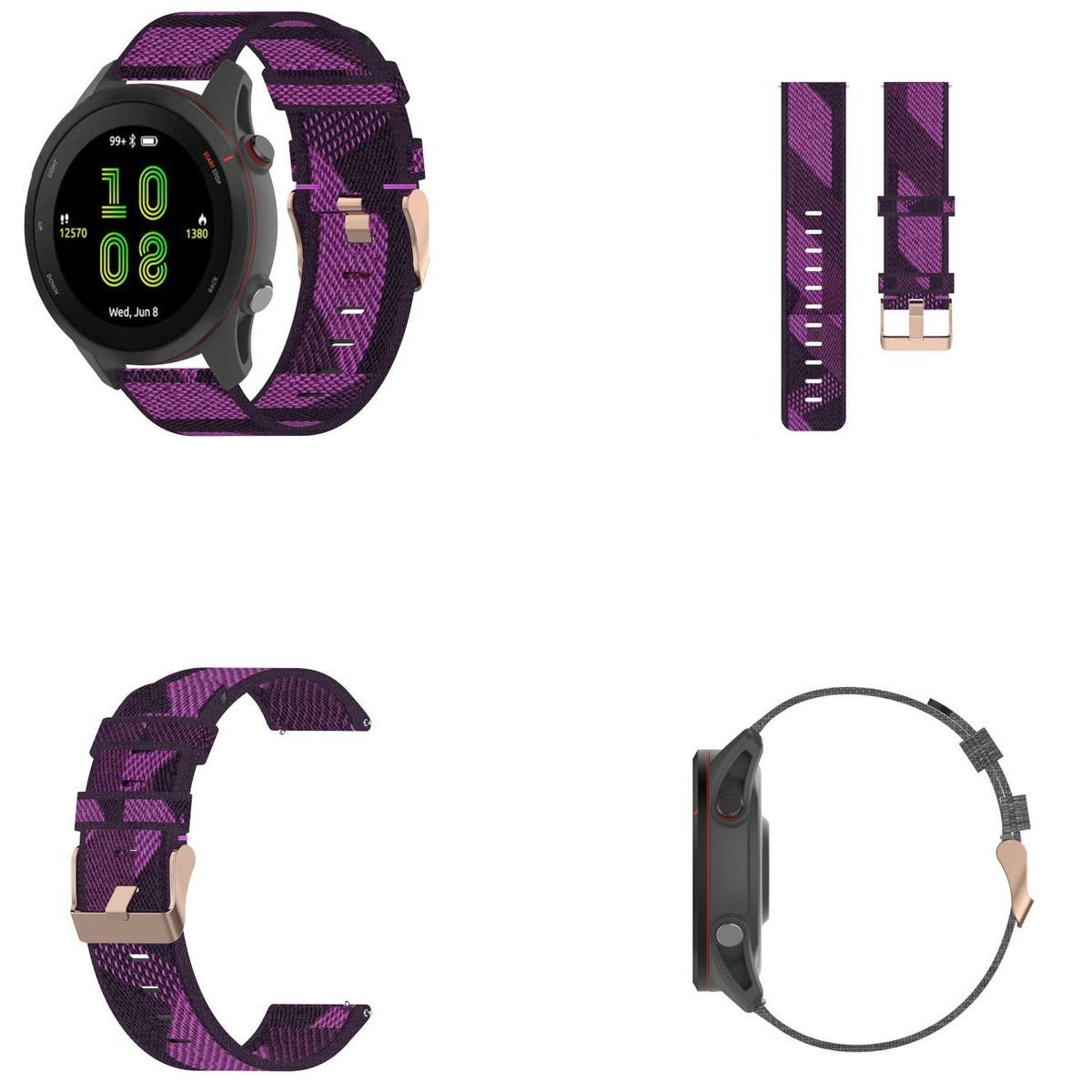 Wigento Smartwatch-Armband Für Garmin Forerunner 255 Uhr Watch Nylon Armband Ersatz Sport Arm Band Muster 8