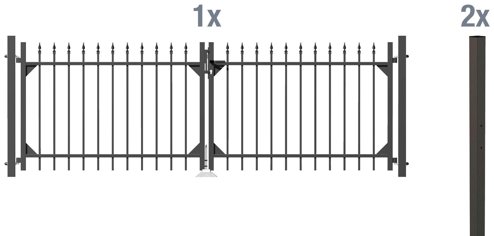 Alberts Zaundoppeltür Chaussee, Breite: 300 cm, Höhe: 100 und 120 cm