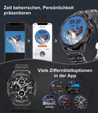 Lige Herren's 400 mAh Telefonfunktion Wasserdicht Smartwatch (1,43 Zoll, Android/iOS), mit 100+ Sportmodi Aktivitätstracker,Herzfrequenz-/SpO2-Überwachung