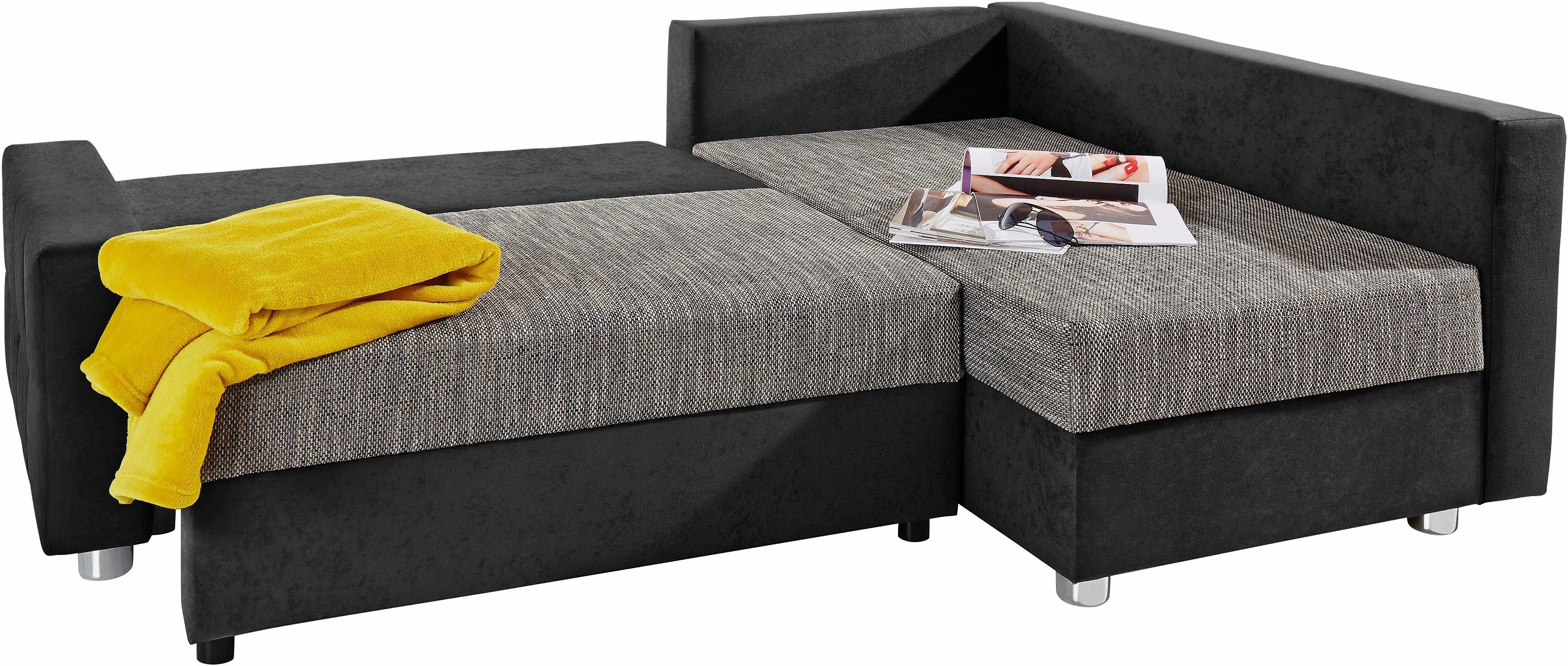 COLLECTION AB Ecksofa Parma L-Form, B: 224 cm, Bettfunktion, Bettkasten & 2 Zierkissen, Federkern