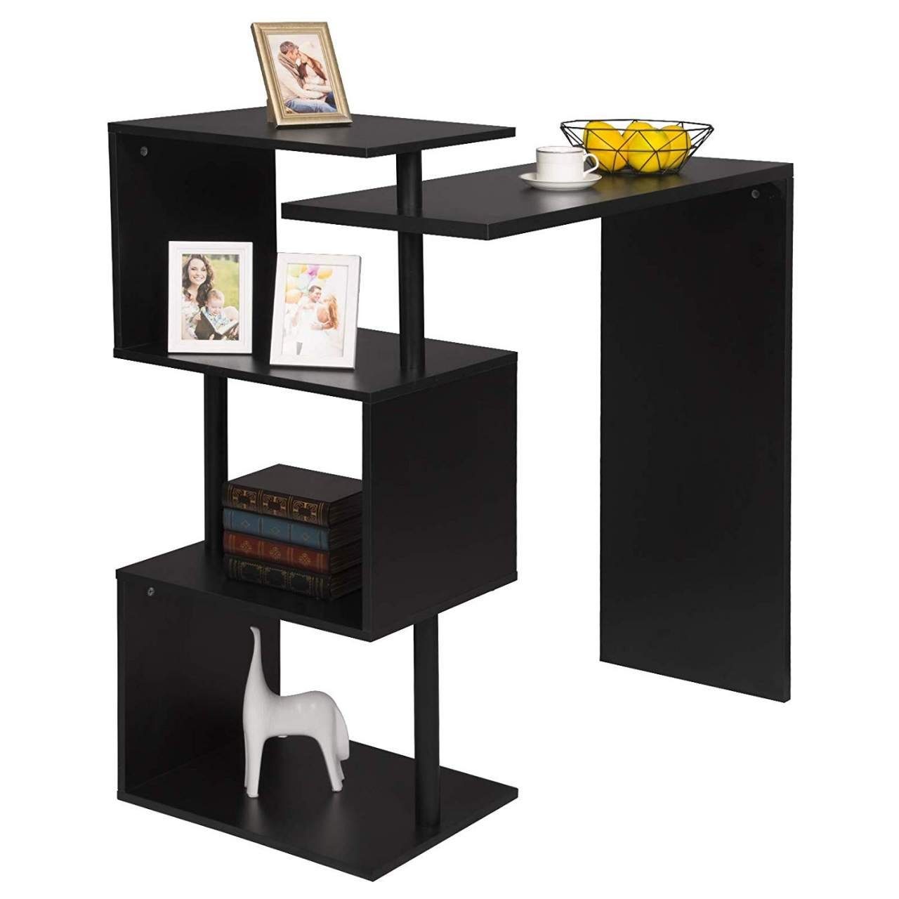 Woltu Bartisch (1-St), Stehtisch mit 3 Ablageflächen, aus Metall & MDF günstig online kaufen