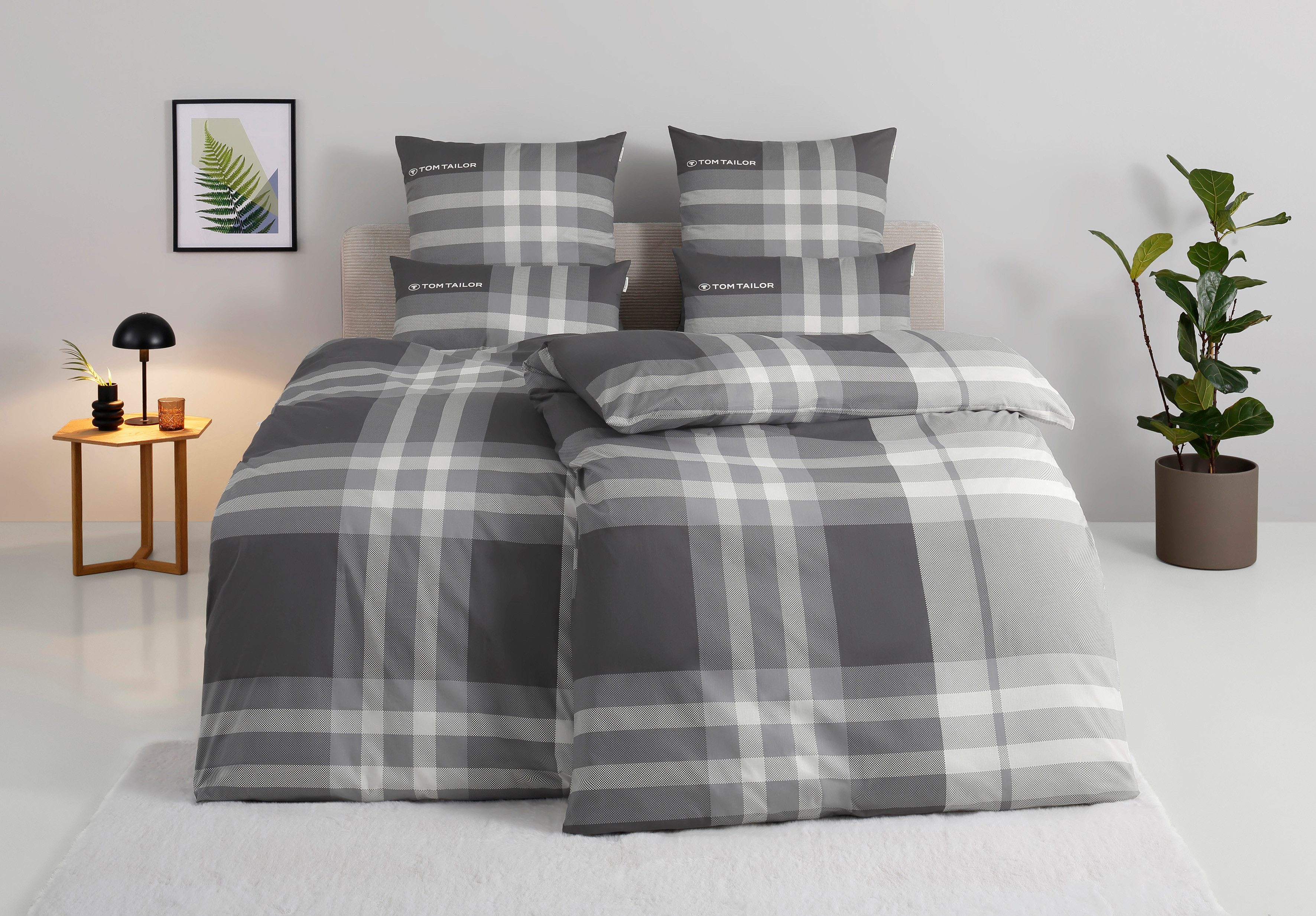 TOM TAILOR HOME Bettwäsche Nick in Gr. 135x200 oder 155x220 cm, Renforcé, 3 teilig, mit Gratiszugabe Gästehandtuch