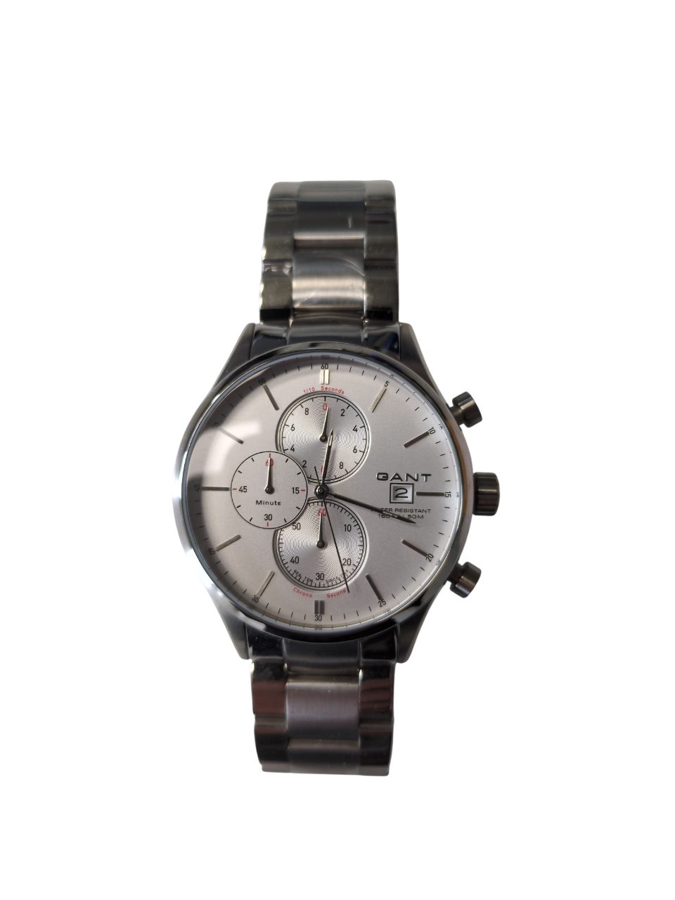 Gant Quarzuhr Herrenuhr Chronograph Quarz Edelstahl Silber Weiß W70405, Chronograph mit 1/10 Sekunde Stoppfunktion