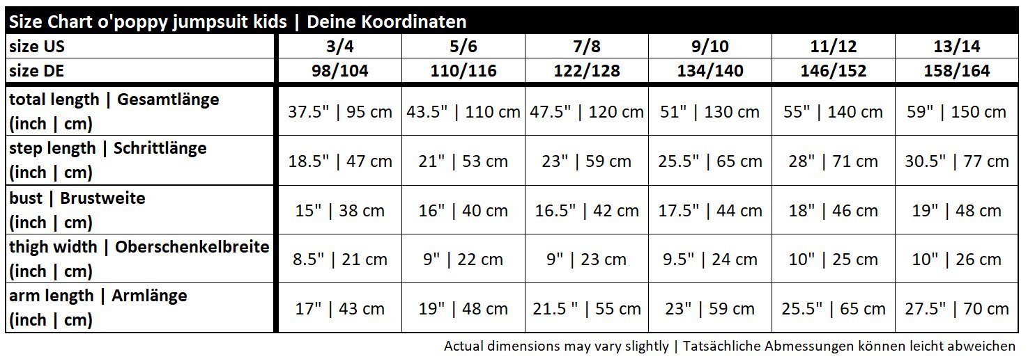 und Eingrifftaschen schwarz Zwergen (1-tlg) O'Poppy Jumpsuit Kinder Kapuze