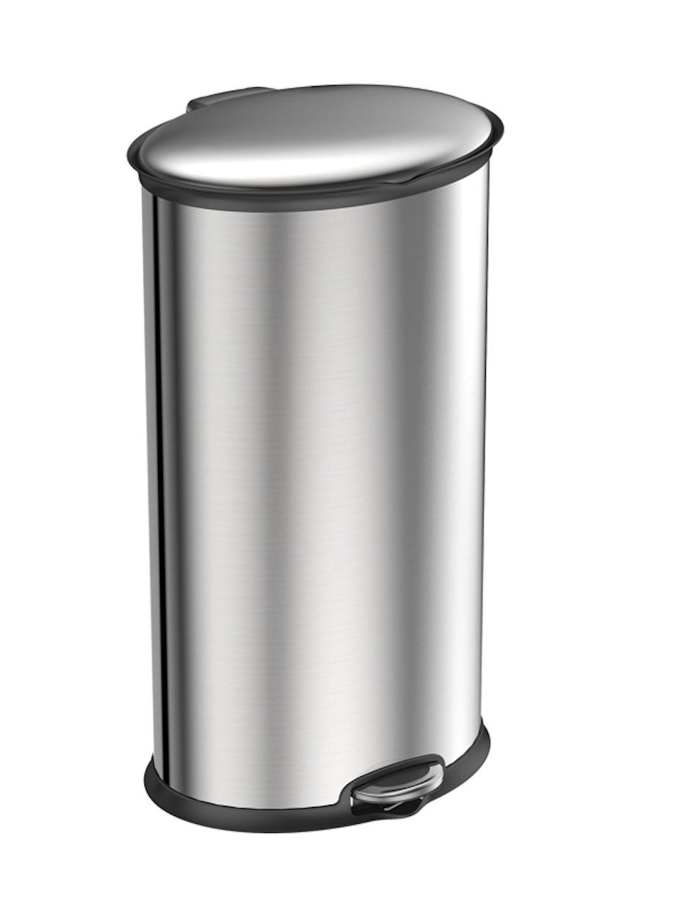 PROREGAL® Mülleimer Ellipsenförmiger Treteimer aus gebürstetem Edelstahl, 20L, Silber