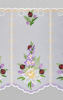 Scheibengardine Frühlingsblumen, Plauener Spitze®, (1 St), transparent, HxB 35x48cm