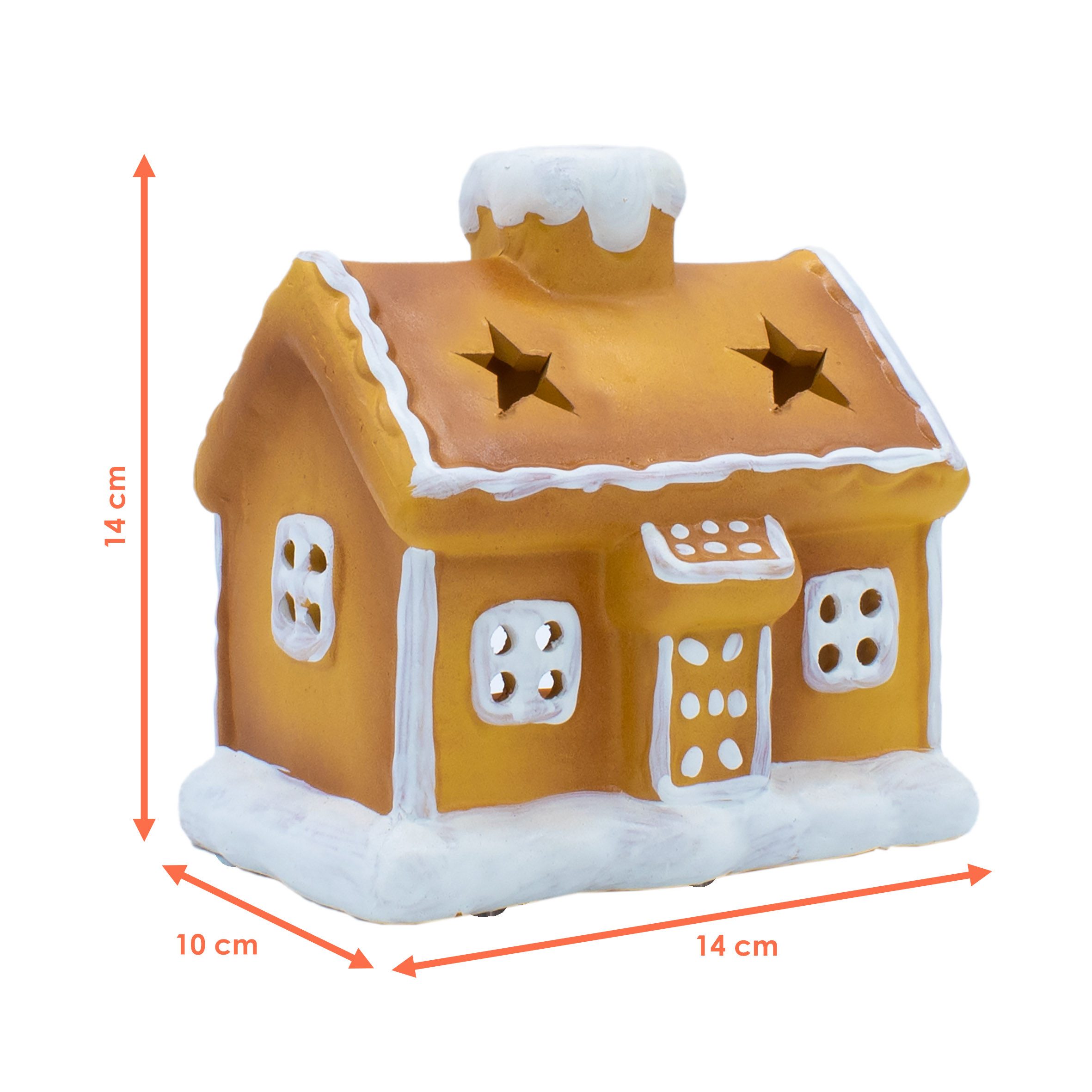 Spetebo Windlicht aus Terracotta Motiv Lebkuchenhaus (Keramik Kerzen Halter günstig online kaufen