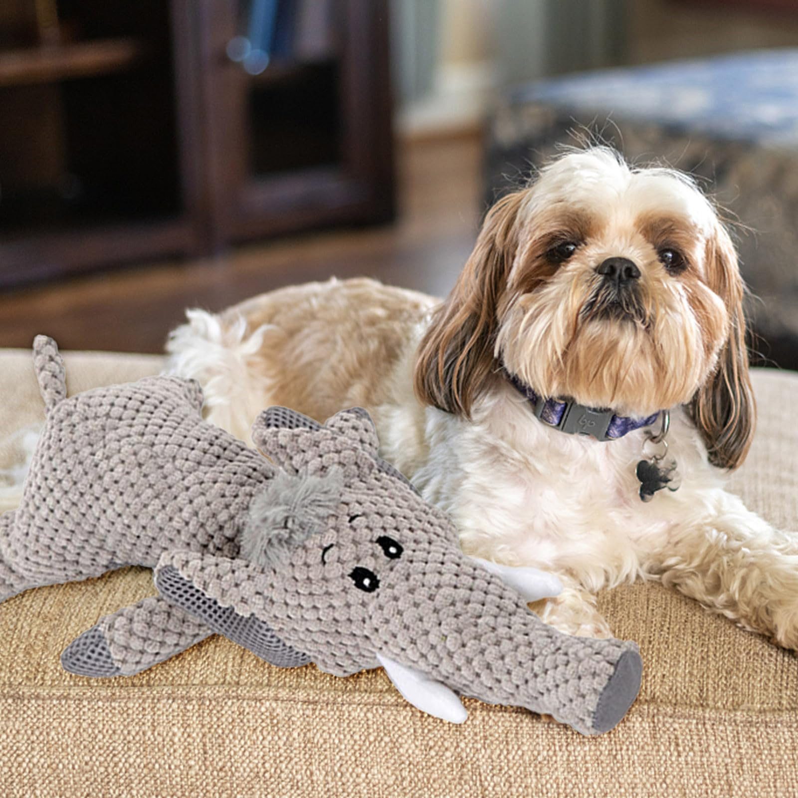 MODFU Tierkuscheltier Hundespielzeug Kauspielzeug für Hunde, Baumwollseil, Beißspielzeug Zahnpflege Stressabbau Quietschspielzeug (1-tlg) hygienisch pflegeleicht robust weich für kleine mittelgroße Hunde