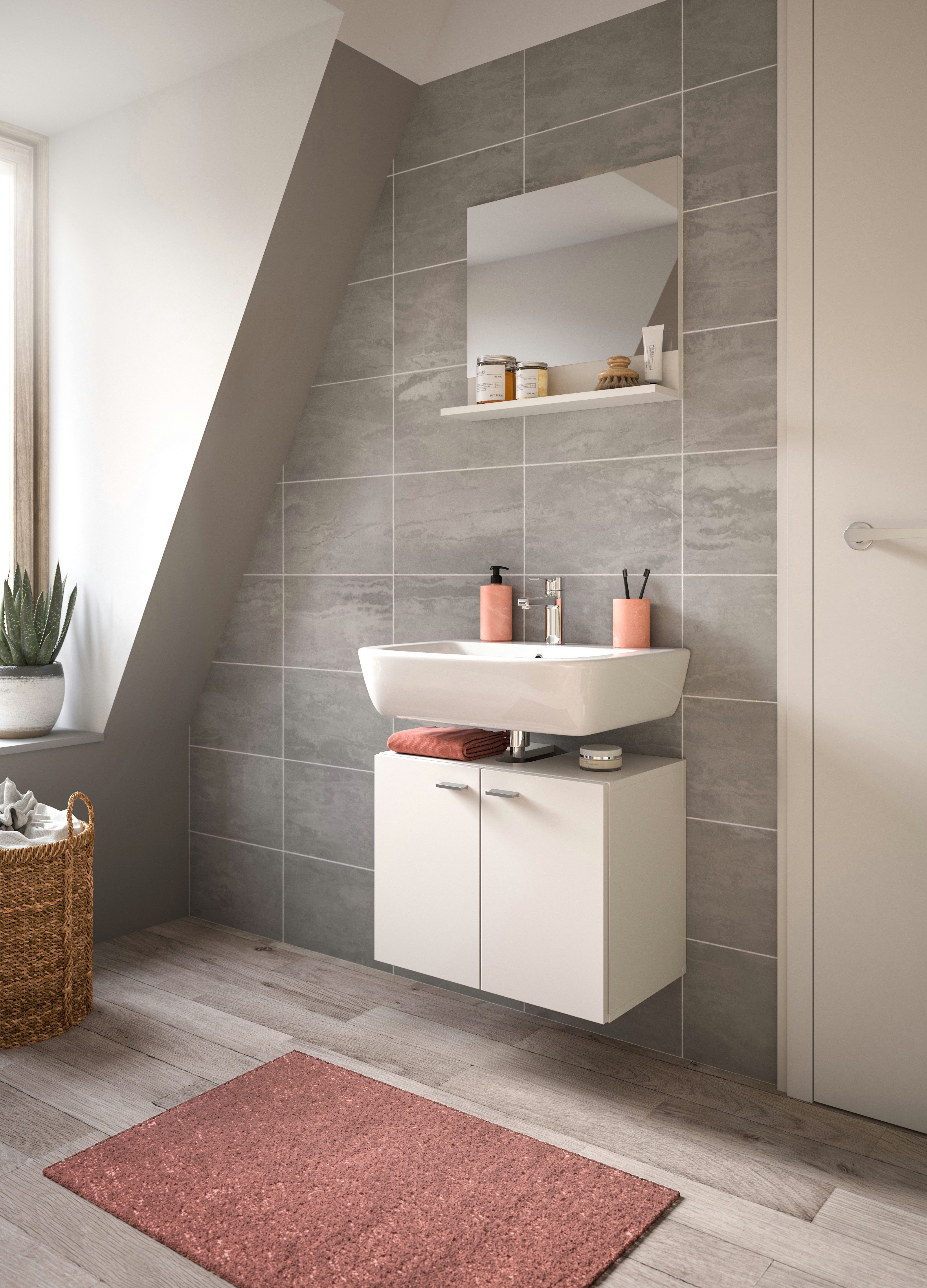 welltime Badmöbel-Set Tampa, best. aus Waschbeckenunterschrank und Spiegel, günstig online kaufen