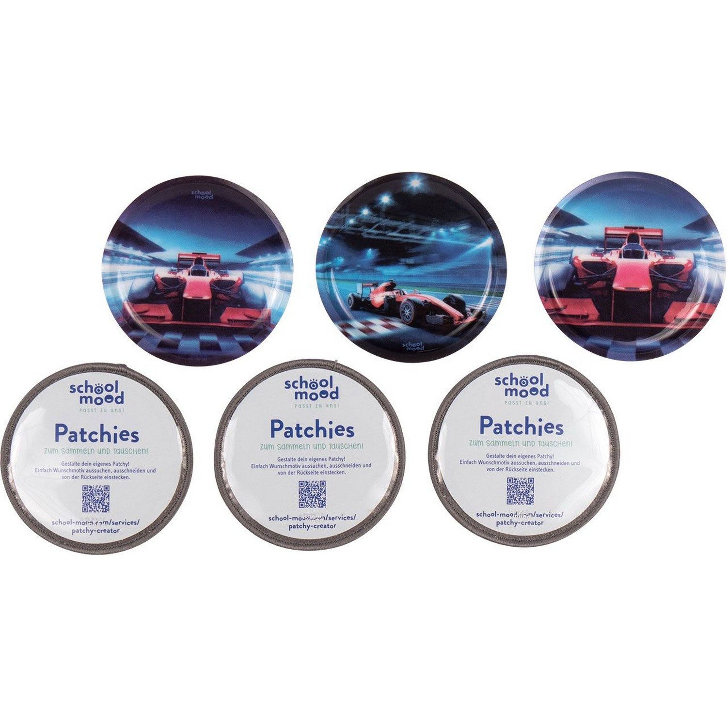 SCHOOL-MOOD® Schulranzen 6er Patchy-Set Rennwagen