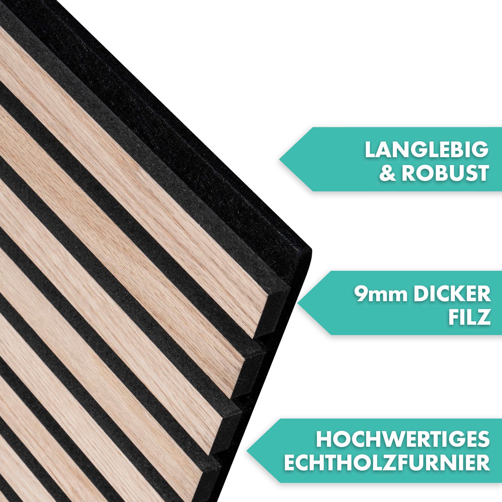Karat Wandpaneel Akustikpaneele in Holzoptik, Angenehme Raumakustik, 3 Größen, 3 Designs
