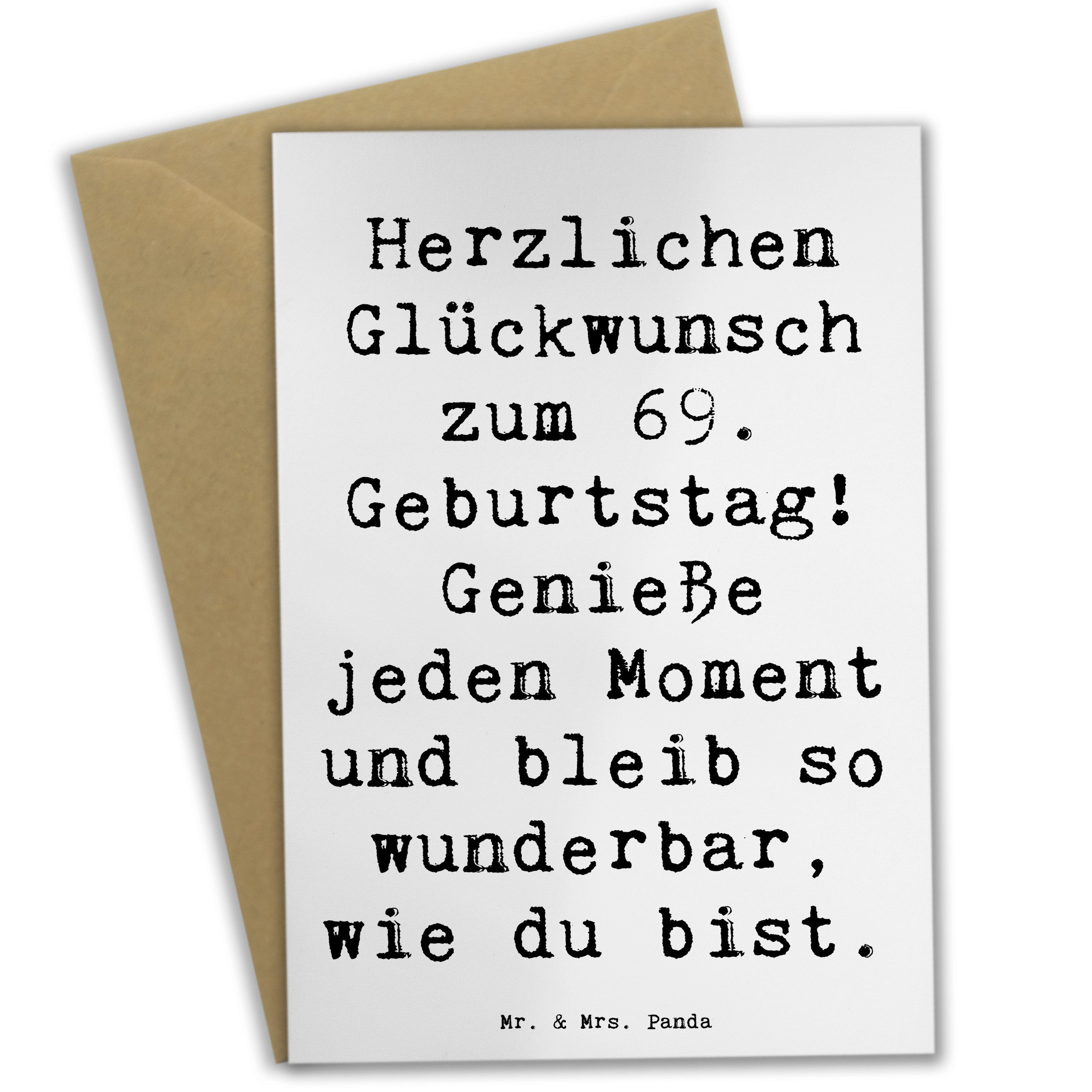 Mr. & Mrs. Panda Grußkarte Spruch 69. Geburtstag Glückwünsche Weiß