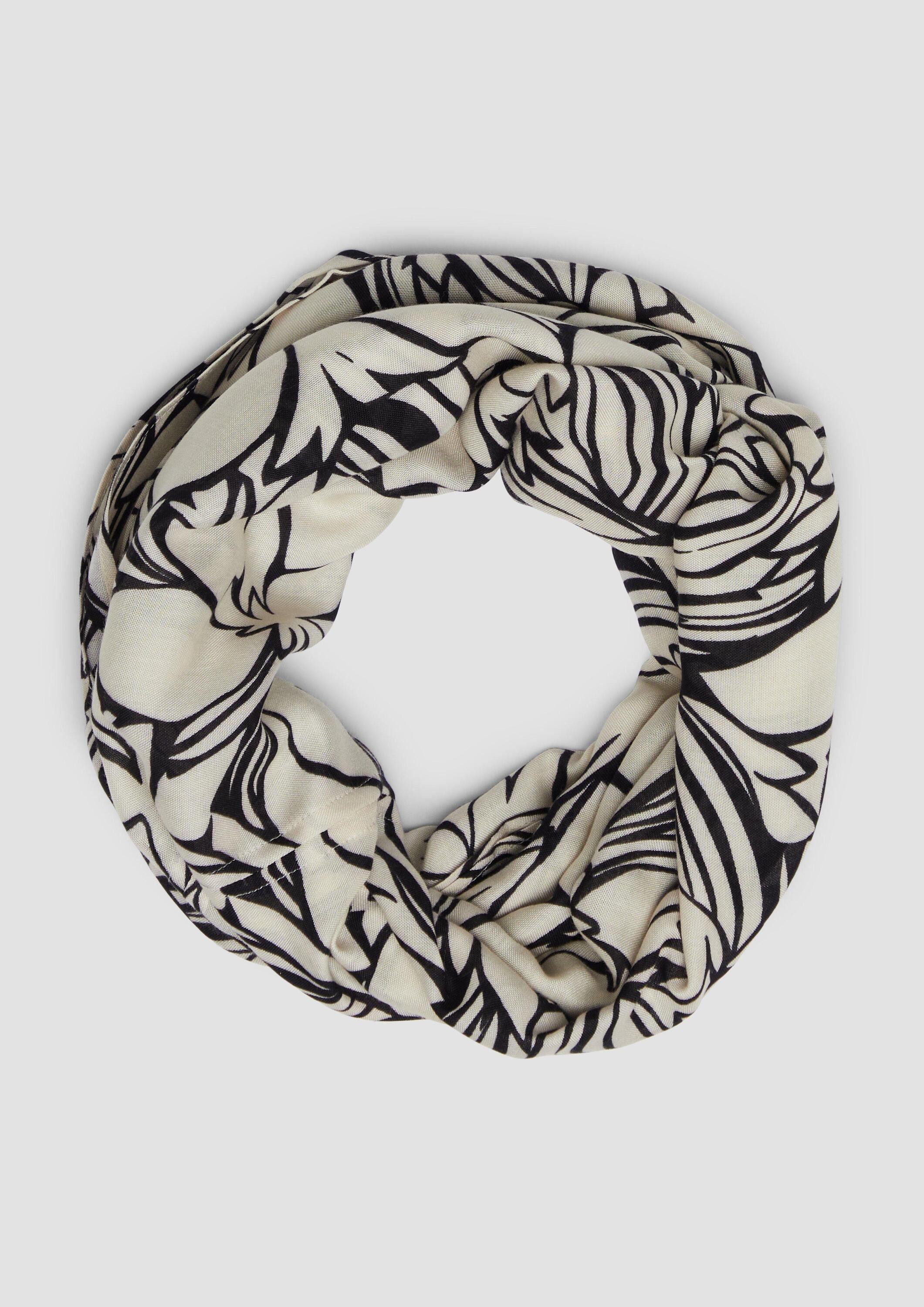 s.Oliver Loop Snood, Floraler Loop-Schal aus Viskose mit Artwork-Details