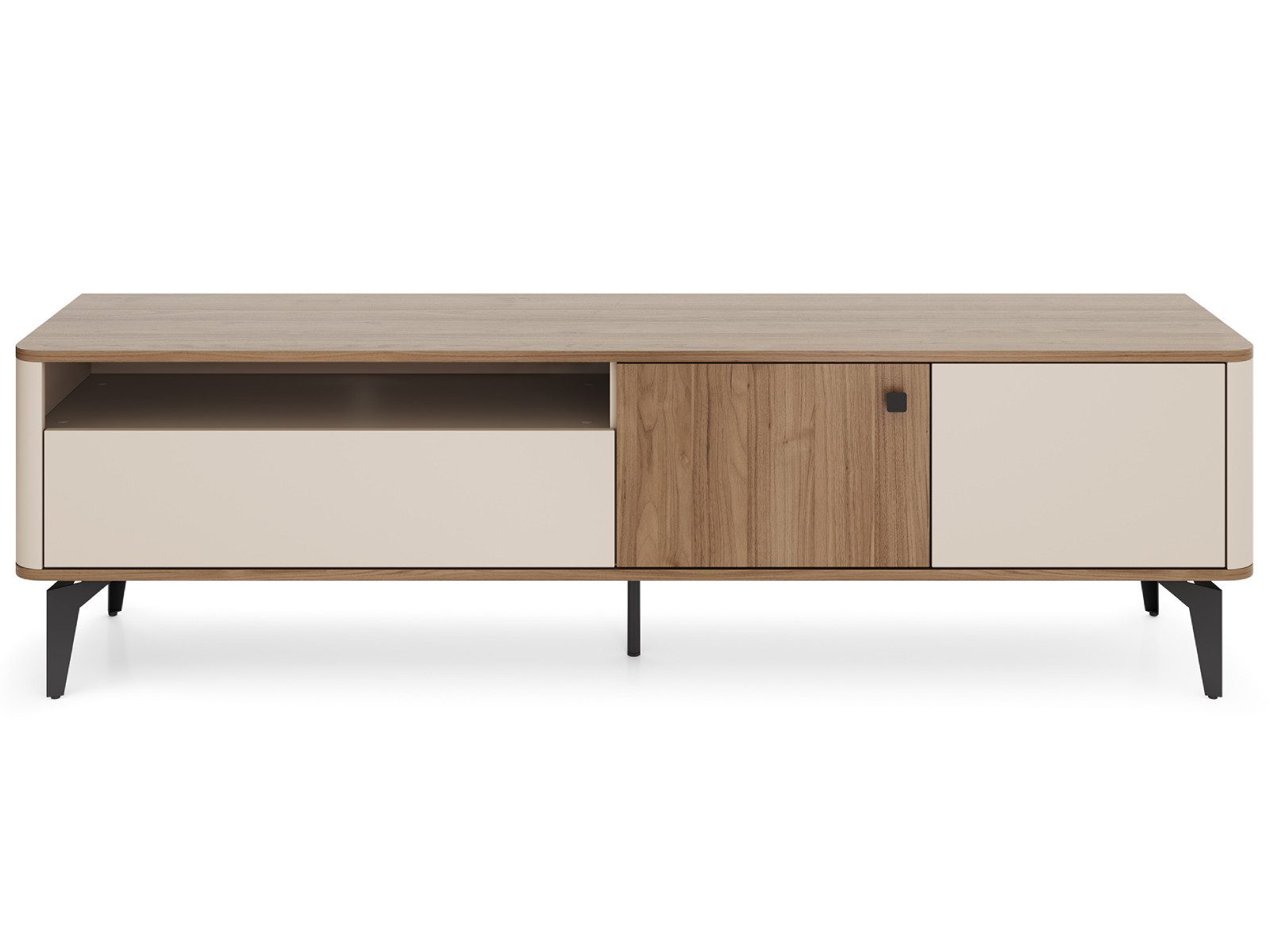 yourhouse24 Lowboard ELENA 180 cm Eiche Fernsehtisch Japandi TV-Schrank 2 Türen 1 Schublade