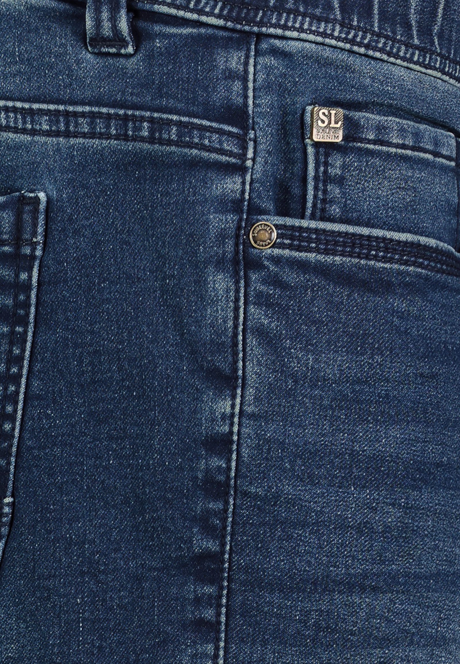 SUBLEVEL Jeansshorts Cargo mit Kontrastnähten Denim Pull On Denim Shorts