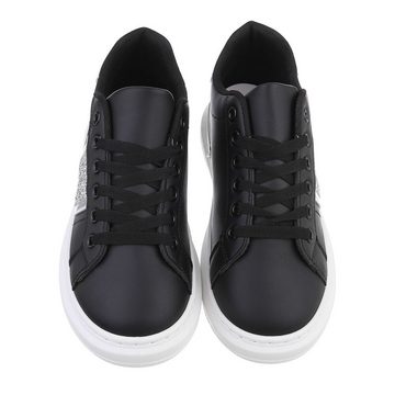Ital-Design Damen Low-Top Freizeit Sneaker (86344953) Flach Sneakers Low in Schwarz