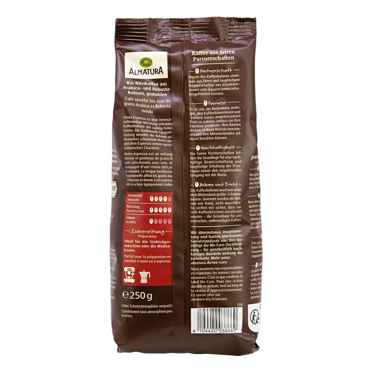 Alnatura Kaffee Espresso, 250 g, gemahlen