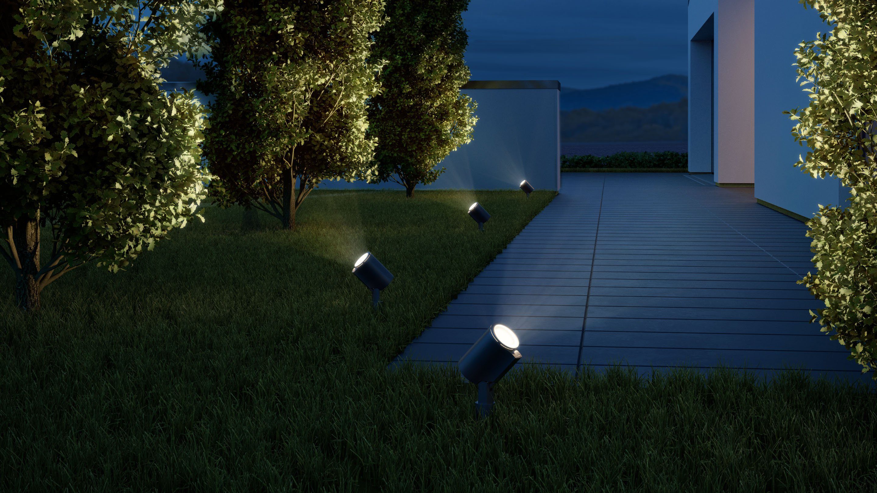 steinel LED Gartenstrahler Garden, LED 90°schwenkbar,3000K wechselbar, Warmweiß, GU10-Leuchtmittel warmweiß,Gartenleuchte,Erdspieß