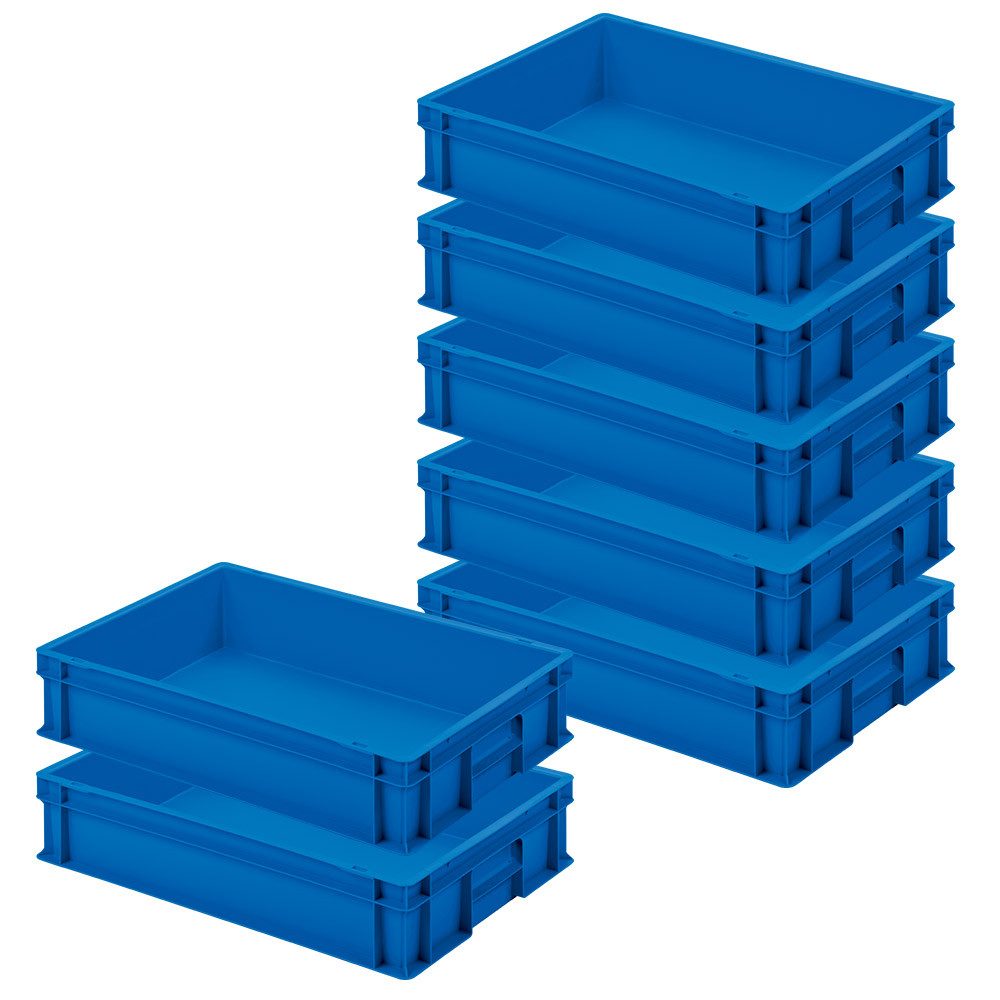 BRB-Lagertechnik Aufbewahrungsbox 7 Eurobehälter mit 2 Griffleisten aus PP, LxBxH 600x400x120 mm, Eurobehälter hergestellt aus Polypropylen-Kunststoff (PP)