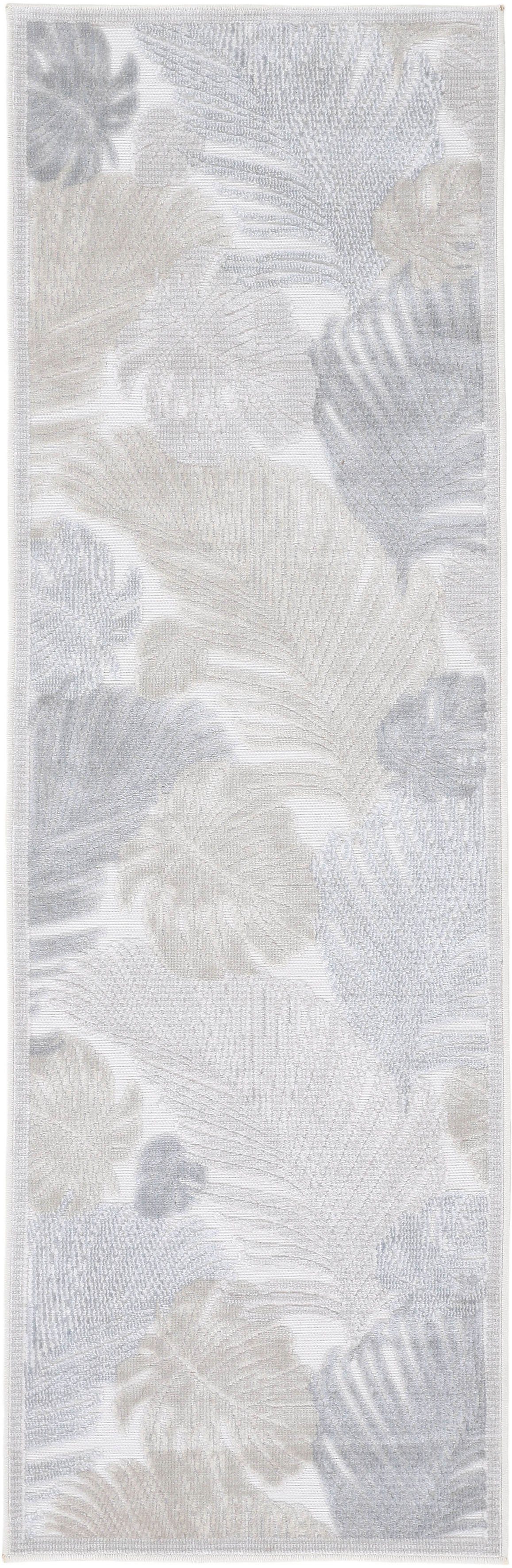 Läufer Deja 104, carpetfine, rechteckig, Höhe: 4 mm, robustes Flachgewebe,  Motiv- Floral Palmenblätter, Hoch-Tief Effekt