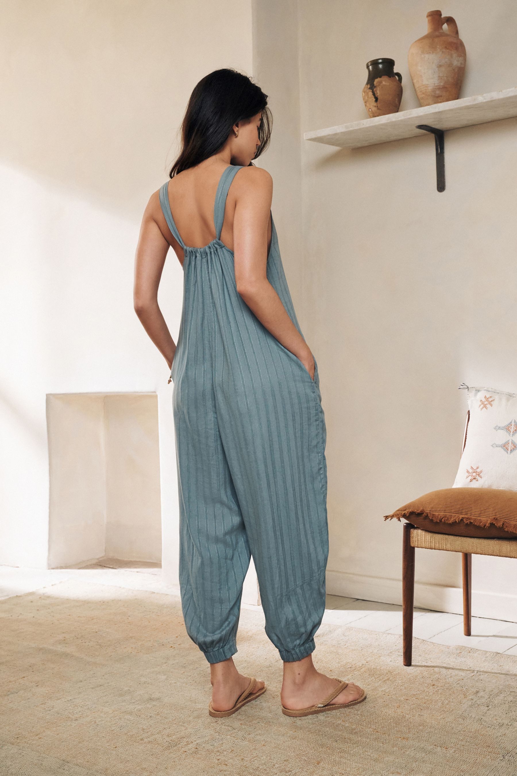 Next Jumpsuit Jumpsuit aus Viskose-Leinengemisch (1-tlg)