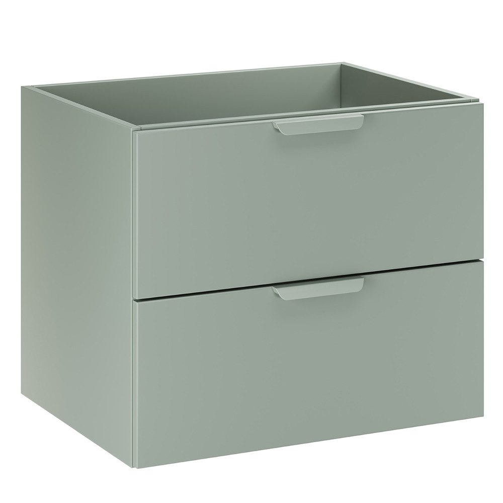 Lomadox Waschbeckenschrank ALASSIO-56 Waschtischunterschrank, 60cm, Grün matt, 2 Schubladen