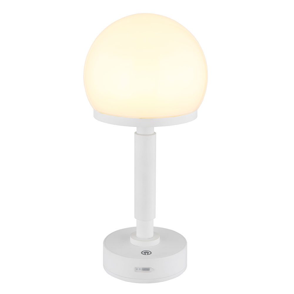 GLOBO LIGHTING LED Tischleuchte, LED-Leuchtmittel fest verbaut, Warmweiß, Akku Tischleuchte Touchdimmer weiß opal Nachttischlampe USB-C Pilz