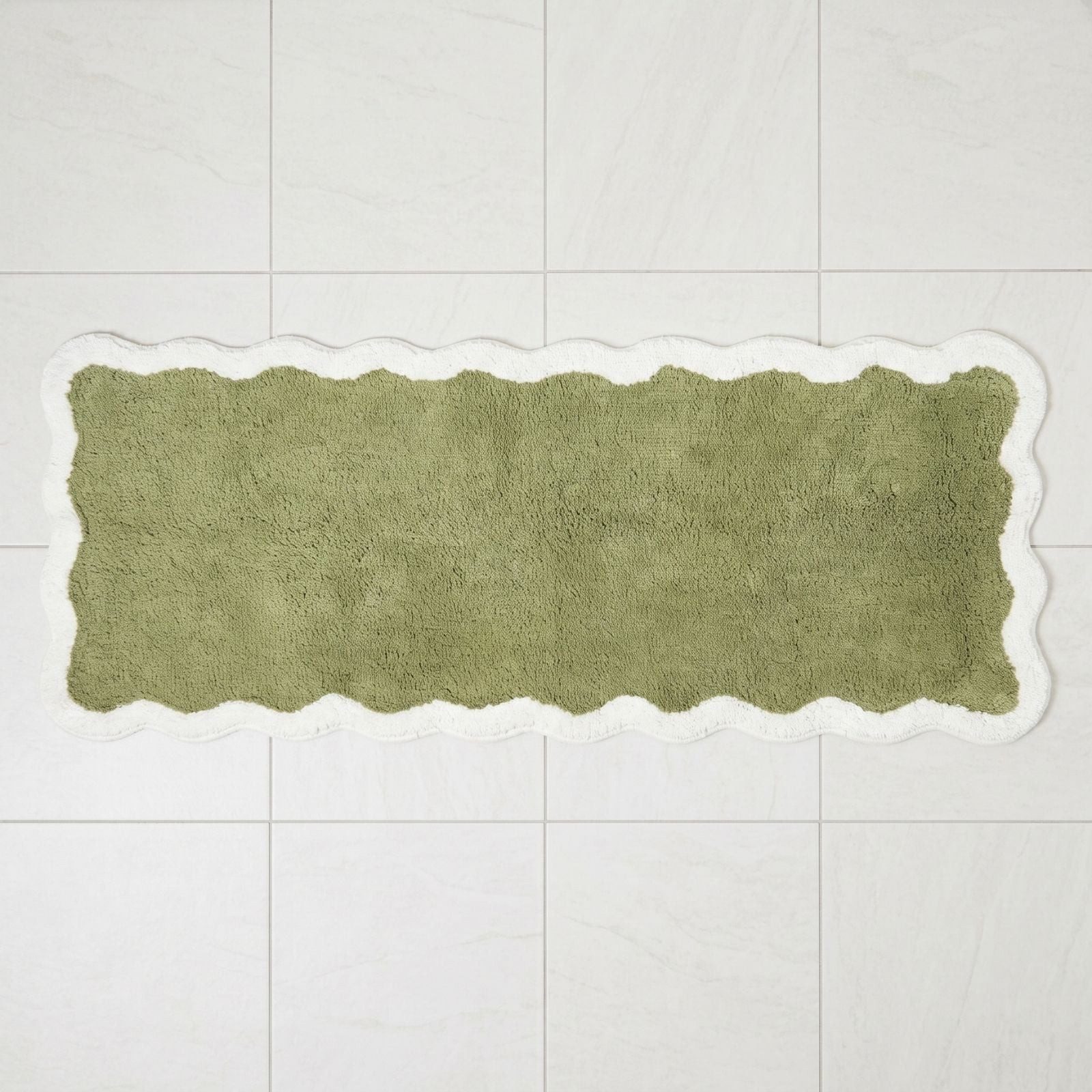 Homescapes Badematte Badläufer mit Wellenrand 40x100 cm-Langer Badteppich, 100 % Baumwolle, Höhe 10 mm, 40 x 100 cm