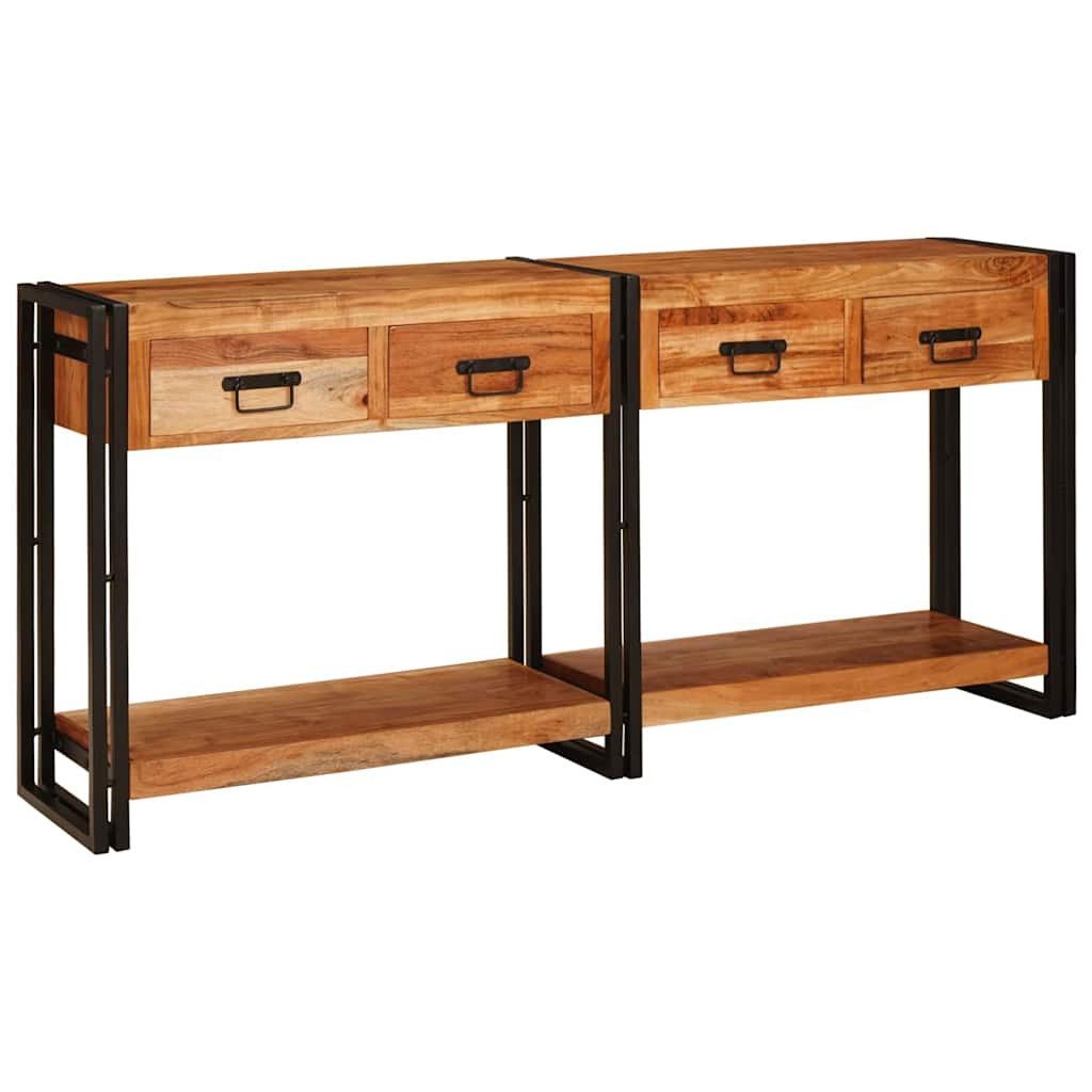 vidaXL Konsolentisch Konsolen-Tische 2 stk. Braun 161 x 33 x 75 cm Massivholz (2-St)