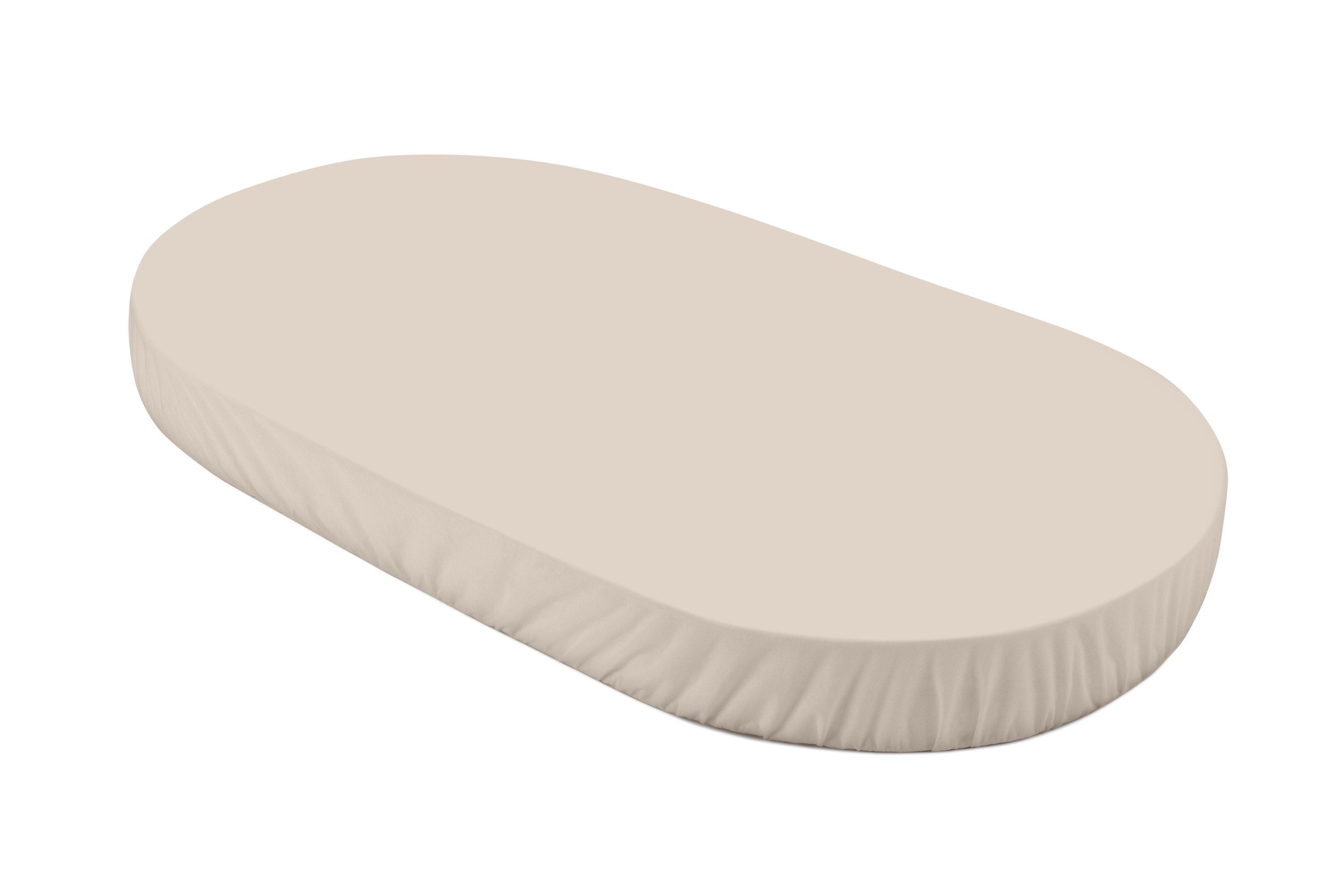 Waldin Spannbettlaken groß für Babybett 7in1 OWAL, Jersey Baumwolle, 124x73 cm, Beige, Jersey-Elasthan, Gummizug: rundum, Spannbetttuch