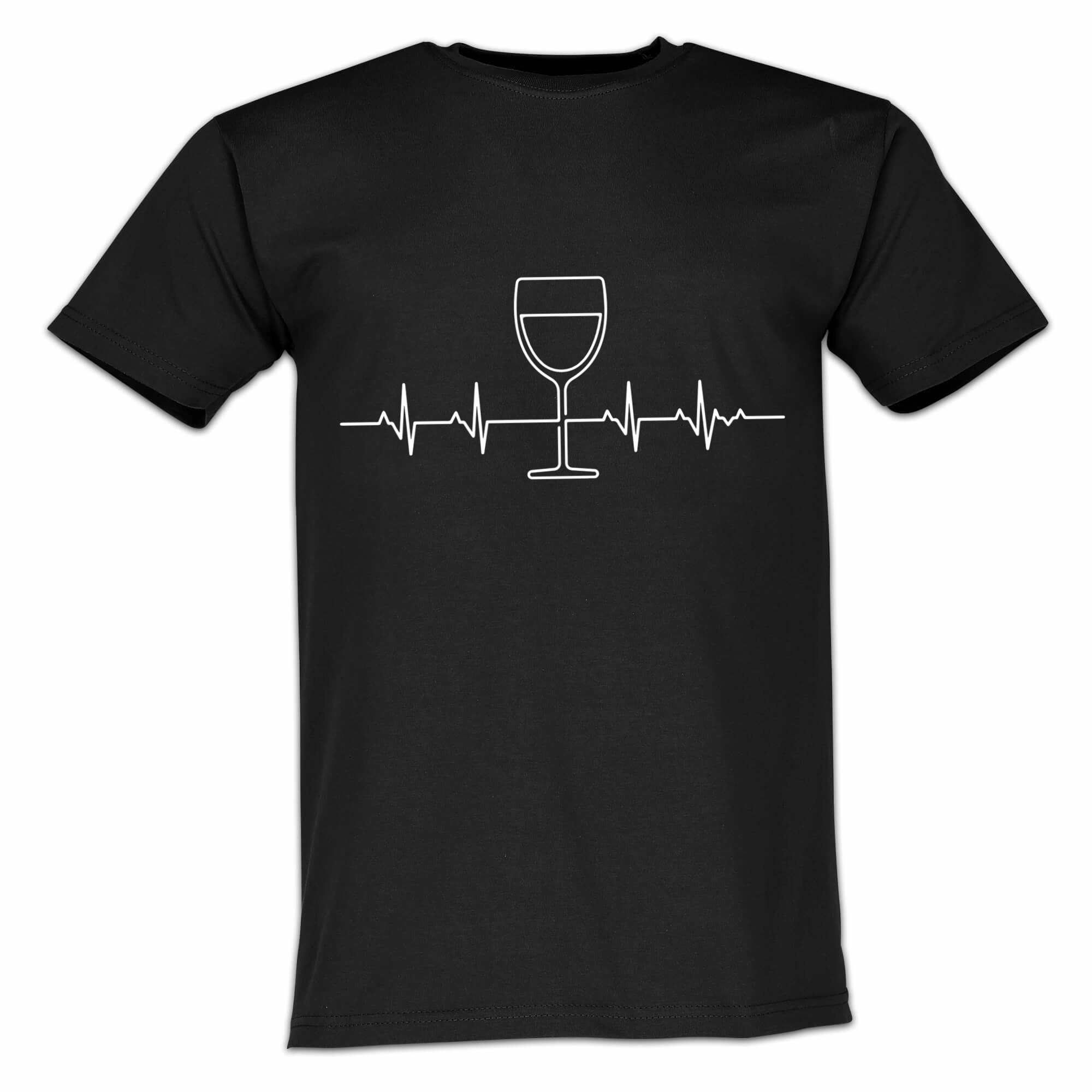 Vapetecc T-Shirt T-Shirt Weinglas Pulsschlag EKG Fun-Shirt Logo 9. Logo, Print, Druck, Baumwolle, T-Shirt