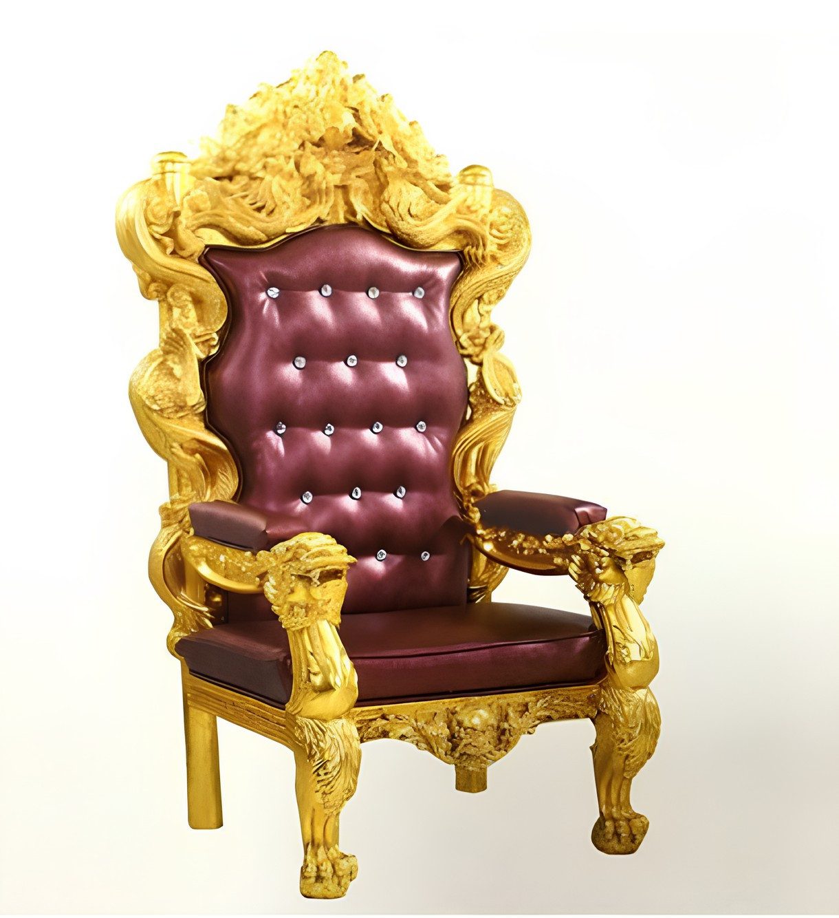 JVmoebel Chesterfield-Sessel Königlicher Chesterfield Sessel aus rotem Samt mit goldenen Füßen (Packung, Relaxsessel), Made in Europa