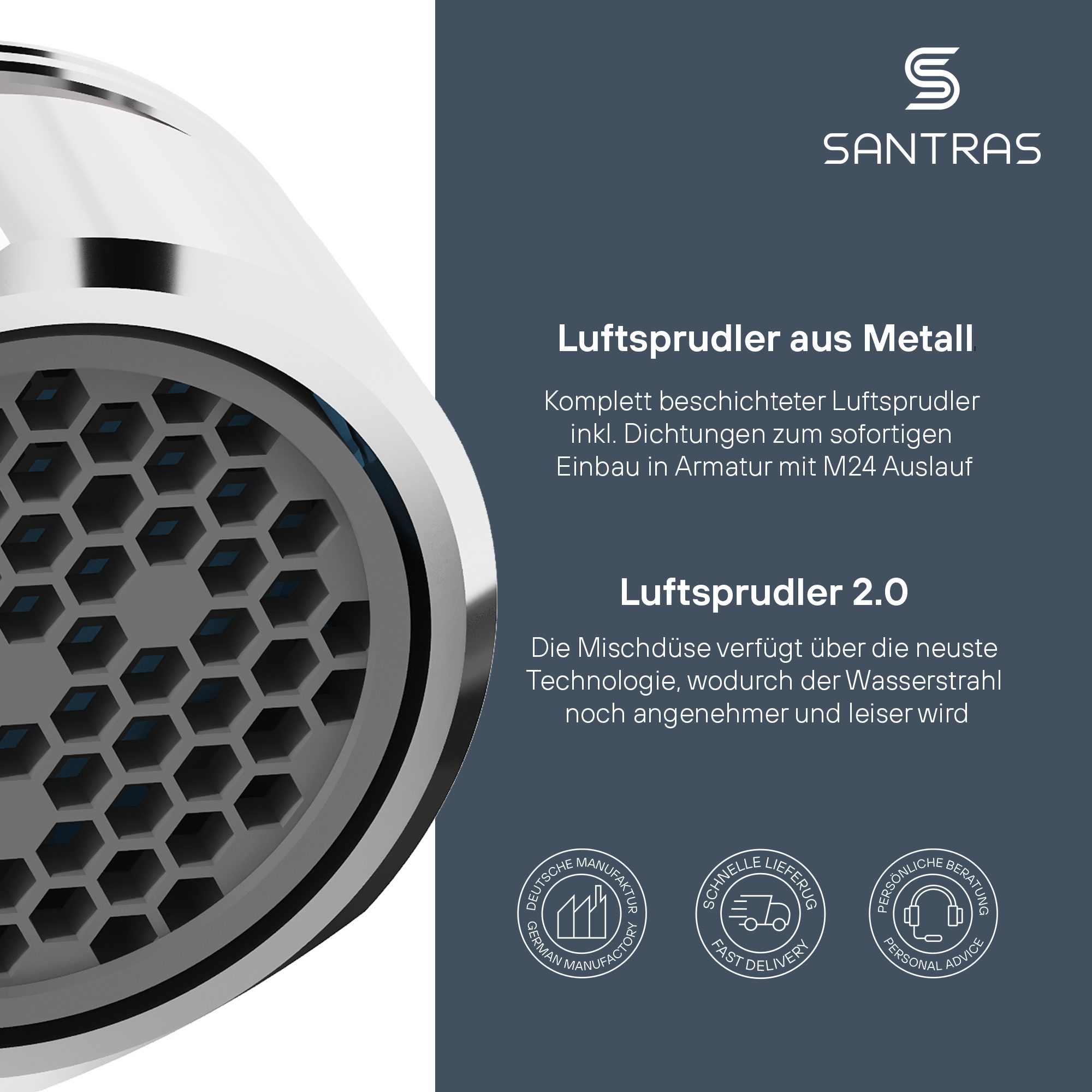 Santras Waschtischarmatur Luftsprudler / Strahlregler M24 in Chrom (1-St) günstig online kaufen